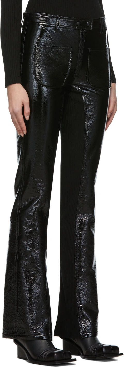 Courreges o1mle0524 Vinyle Et Maille Trousers in Black Size 30" / US 8 / IT 44 - 2 Thumbnail