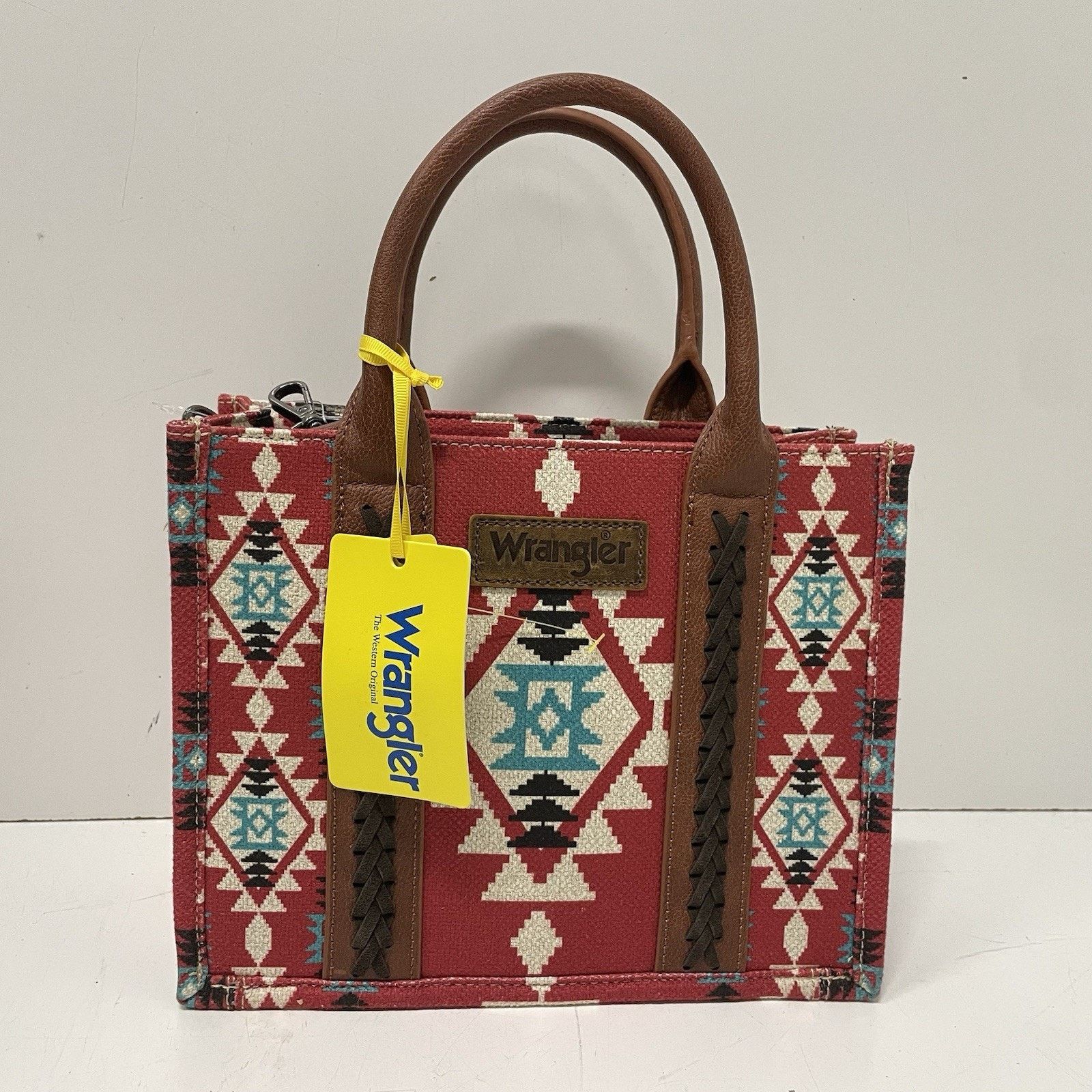 Wrangler Wrangler Aztec Tribal Leather Canvas Crossbody Bag Purse Red Size ONE SIZE - 1 Thumbnail