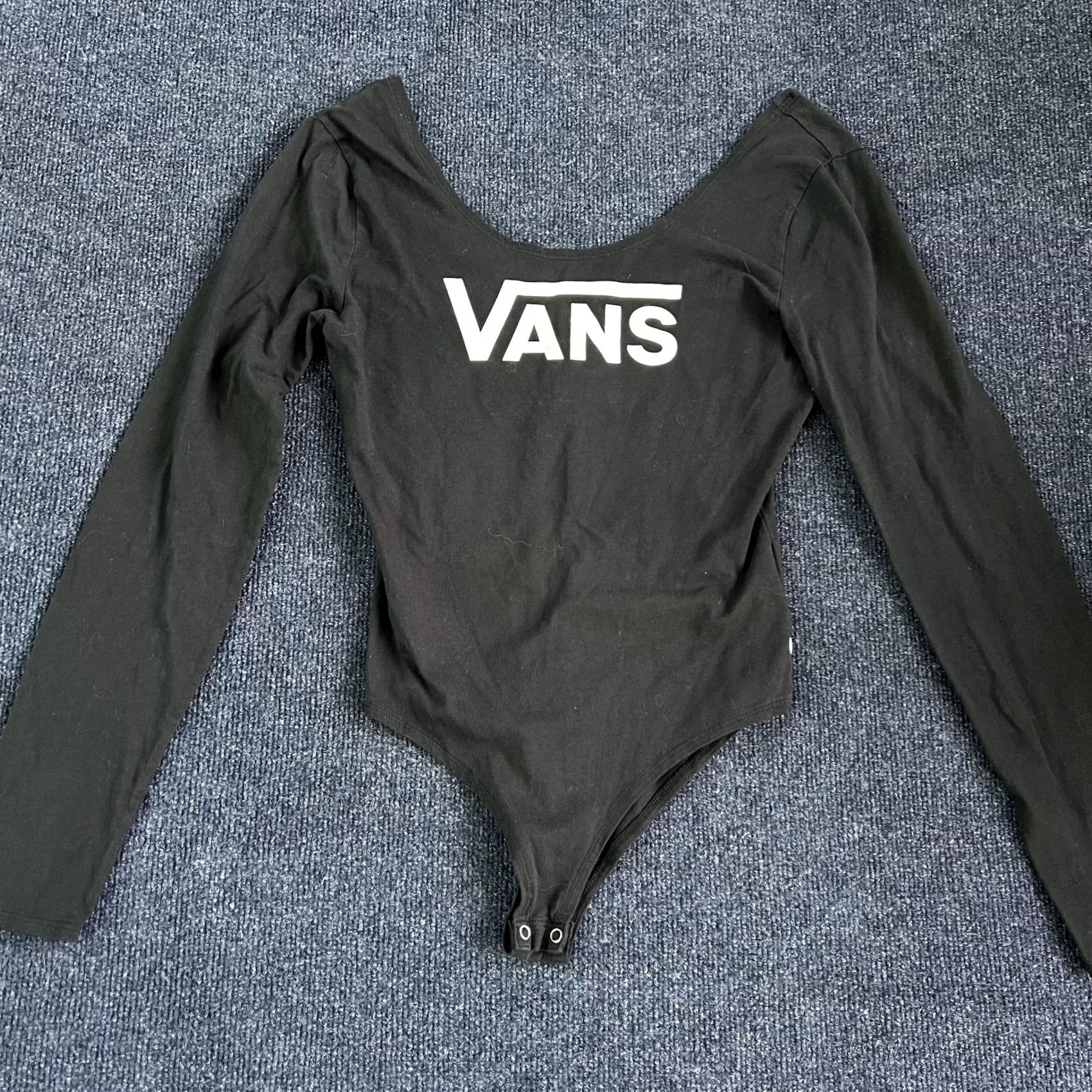 Vans Vans Bodysuit Womens Medium Black Long Sleeve Logo Shirt Snap Crotch Top Size M / US 6-8 / IT 42-44 - 2 Thumbnail