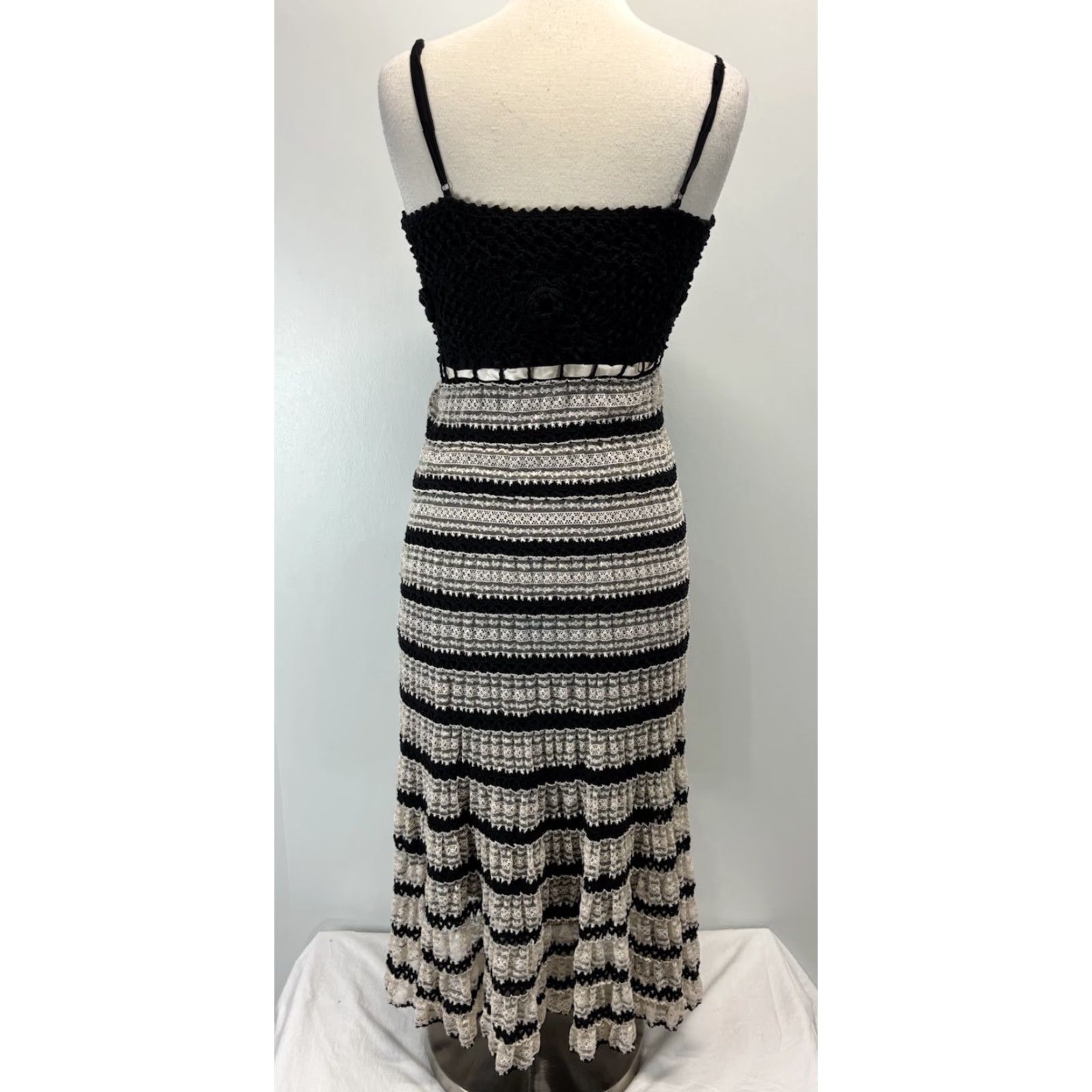 Betsey Johnson VINTAGE Betsey Johnson Crochet Midi Dress Small Black Ivory Coquette Y2K Womens Size S / US 4 / IT 40 - 3 Thumbnail