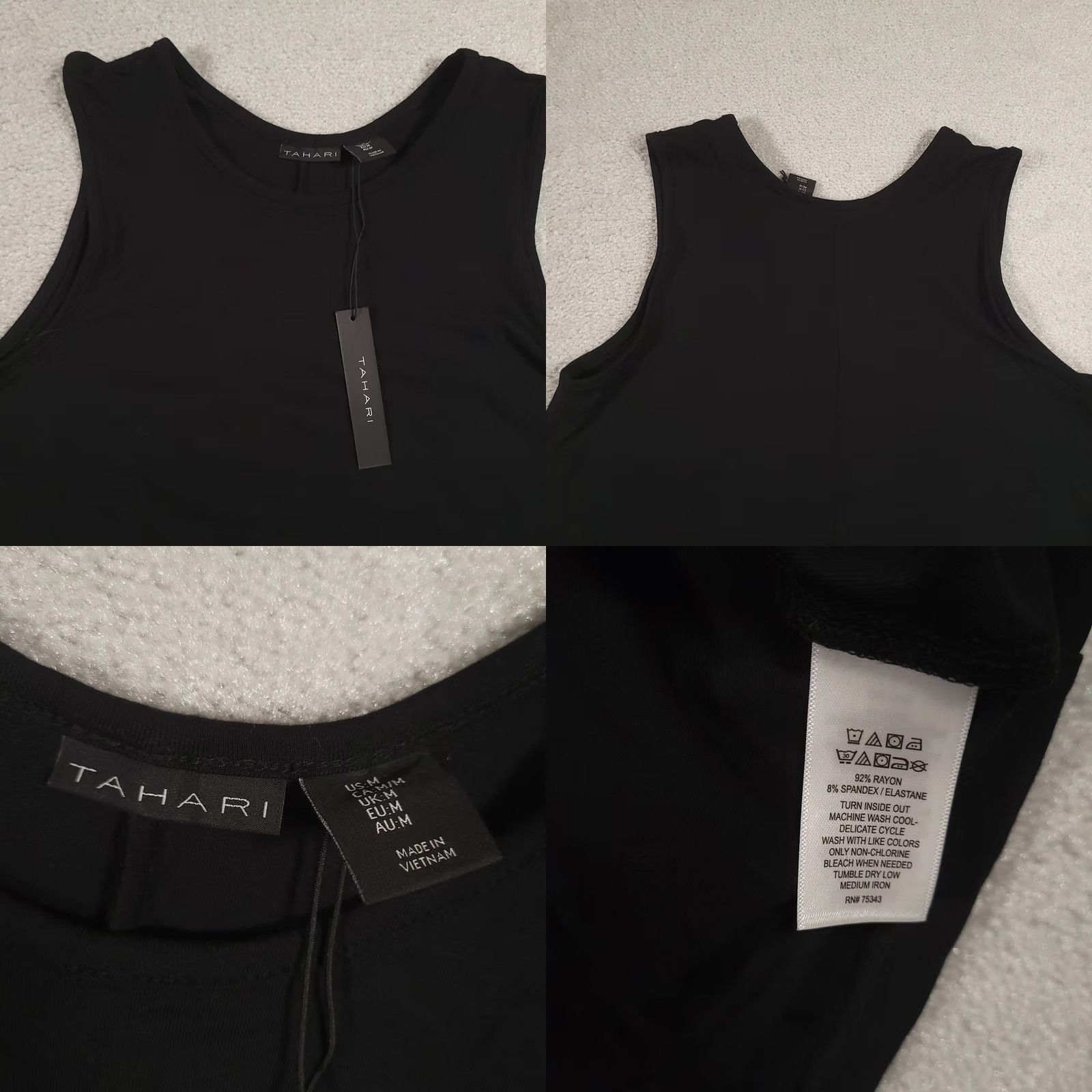 Vintage Tahari Black Sleeveless Swing Dress Medium Rayon A-Line Midi Women Crew Neck Casual Party/Cocktail Business Mens? Size M / US 6-8 / IT 42-44 - 8 Thumbnail