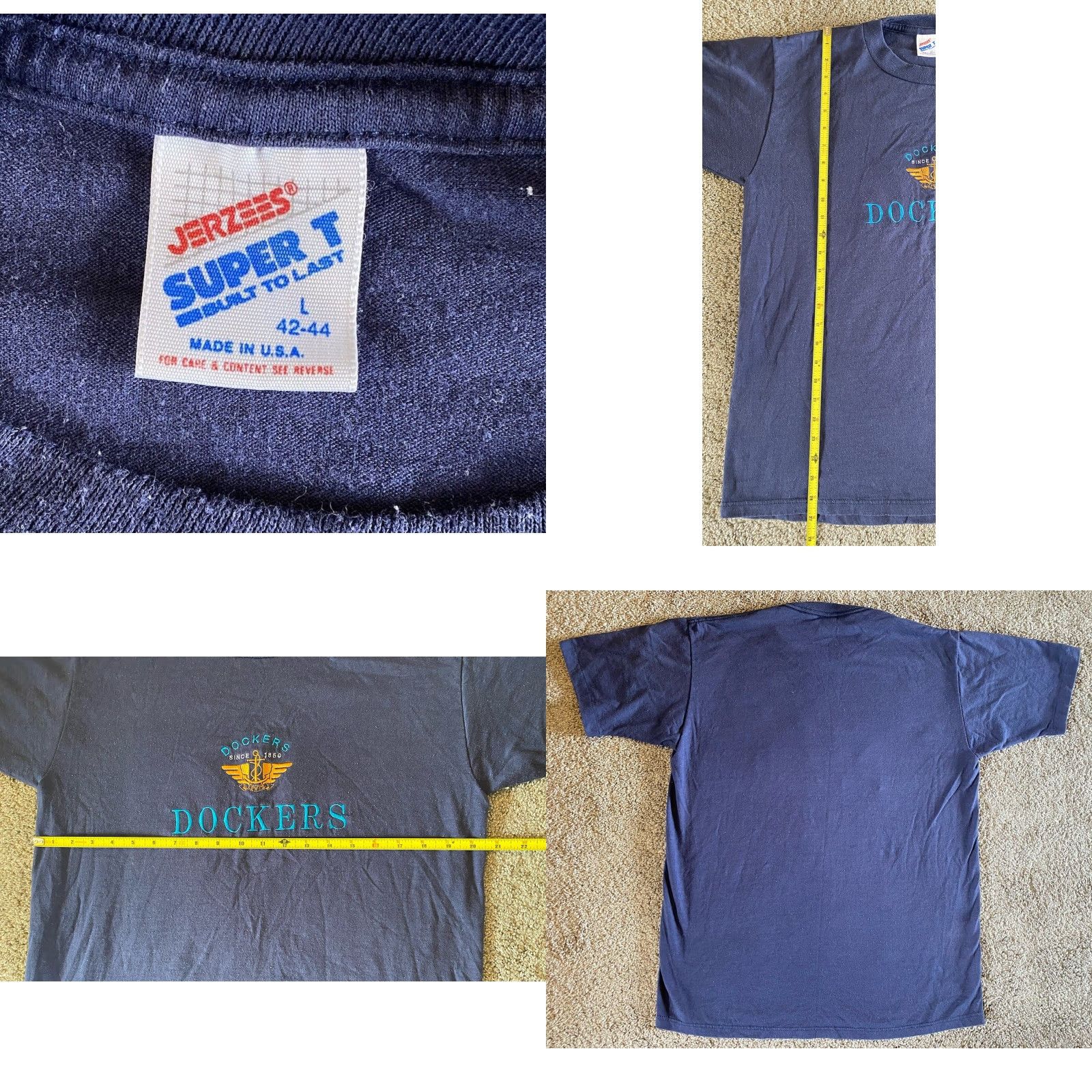 Jerzees VINTAGE Jerzees Super T Shirt Men’s L 42-44 Made In USA Blue USA 90s 80s T-Shirt Mens Shirt Size US L / EU 52-54 / 3 - 8 Thumbnail