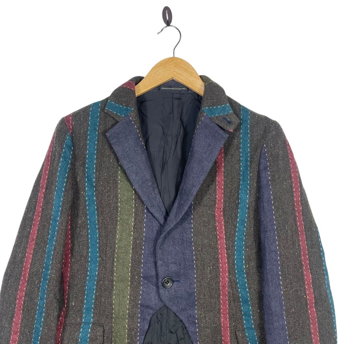 Yohji Yamamoto Y’s Yohji Yamamoto Striped Wool Coat Long Blazer Multi Color Size S / US 4 / IT 40 - 2 Thumbnail