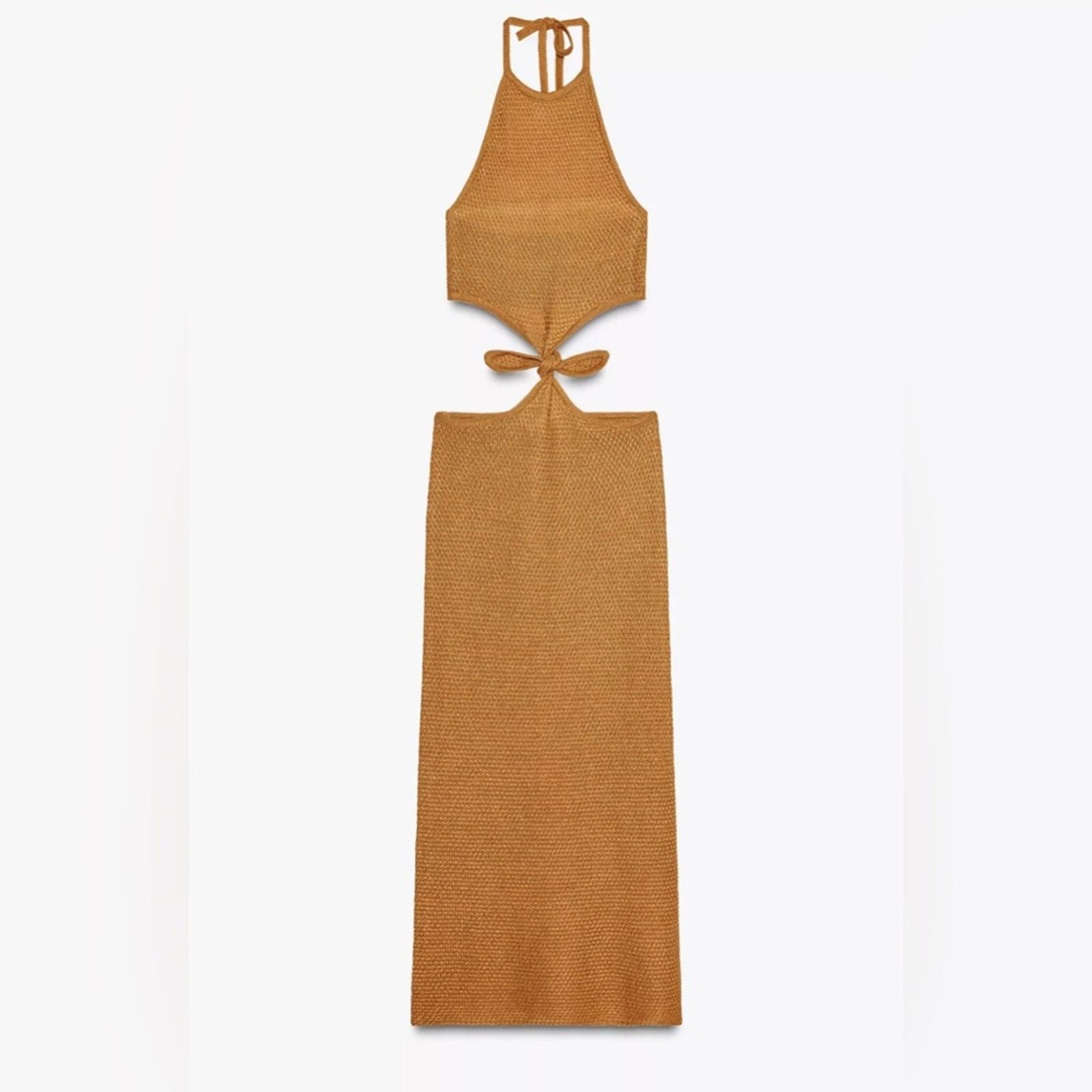 Zara Zara Tan Halter Cutout Dress Size S / US 4 / IT 40 - 2 Thumbnail