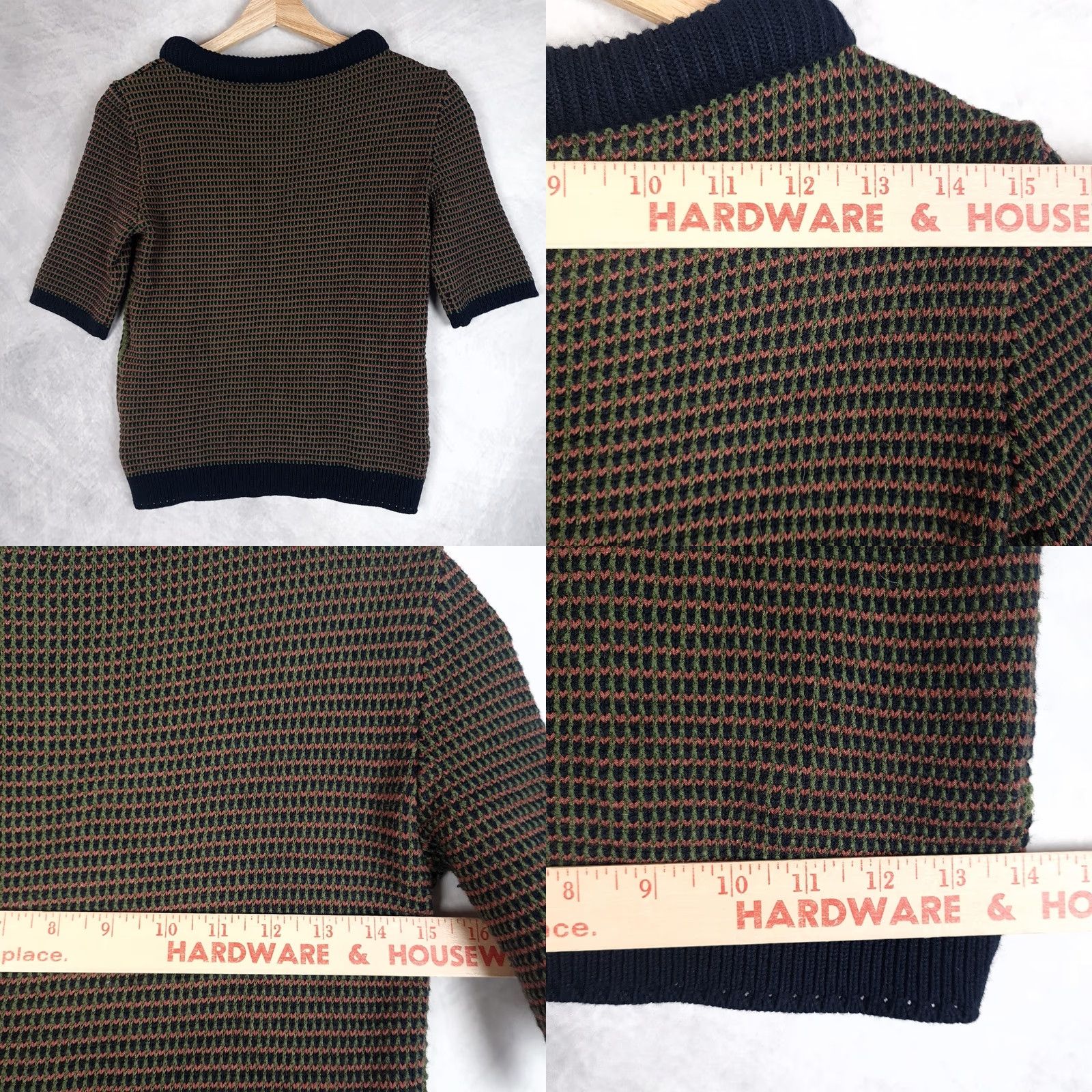 Vintage Kookai Sweater Womens S Short Sleeve Round Neck Geometric Knit Pullover Navy Blue Top Jumper Size S / US 4 / IT 40 - 9 Thumbnail
