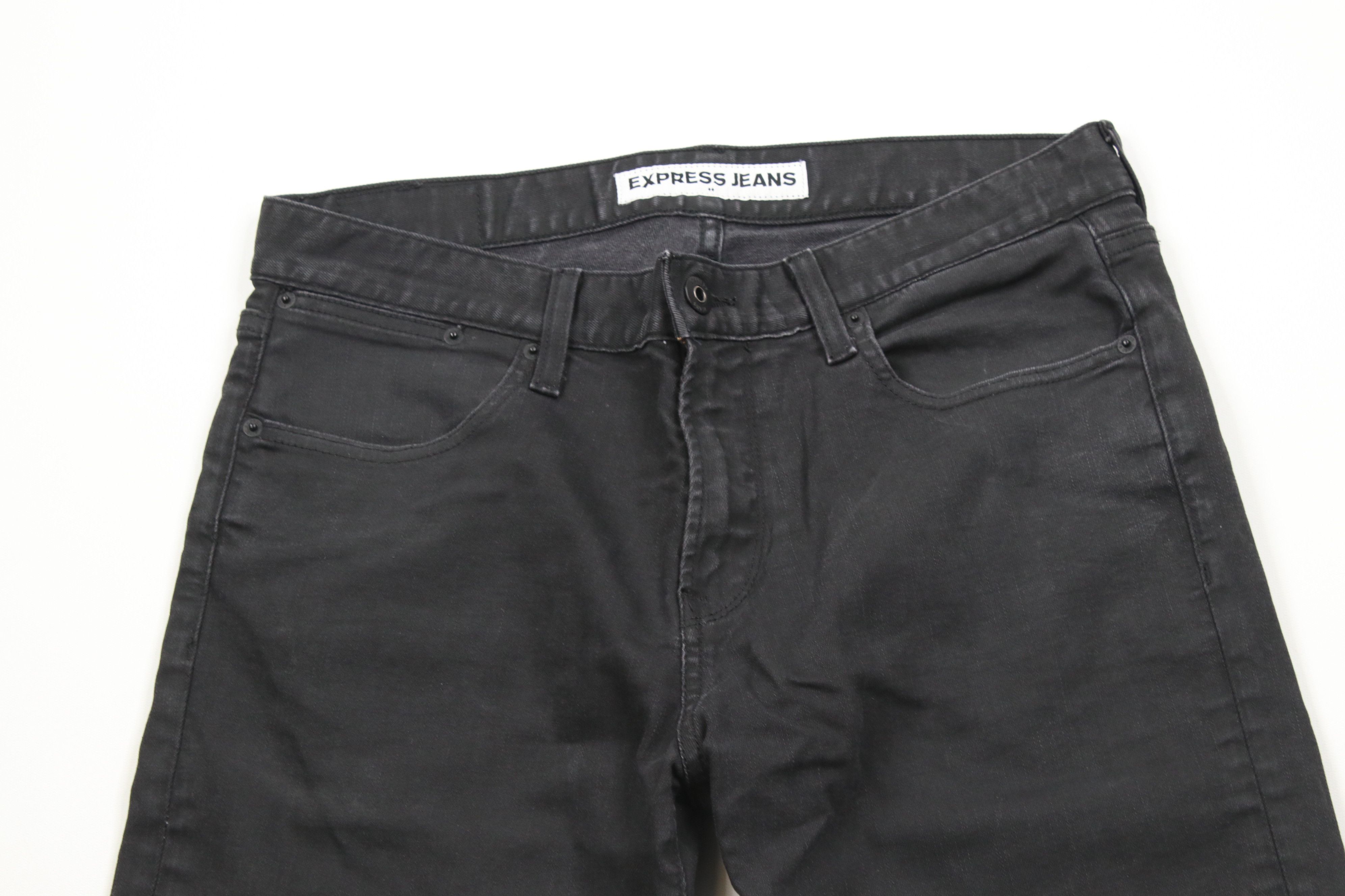 Express × Vintage Express Waxed Cotton Rocco Slim Fit Straight Leg Jeans Size US 33 - 2 Thumbnail