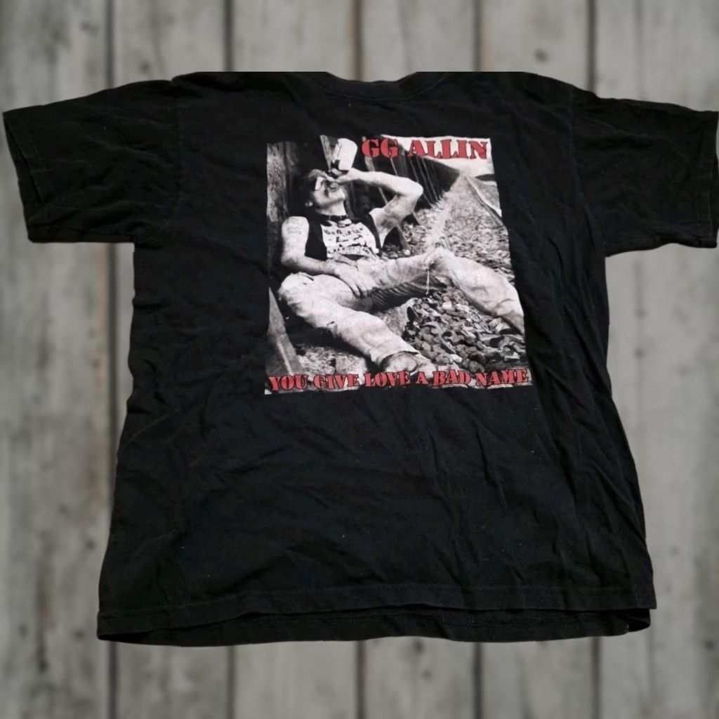 Vintage VINTAGE G G Allin Your Give Love A Bad Name Tour Shirt Rock Metal T-Shirt Unisex Black Size L XL Short Sleeve Crew Neck 100% Cotton Rare Size US L / EU 52-54 / 3 - 1 Thumbnail