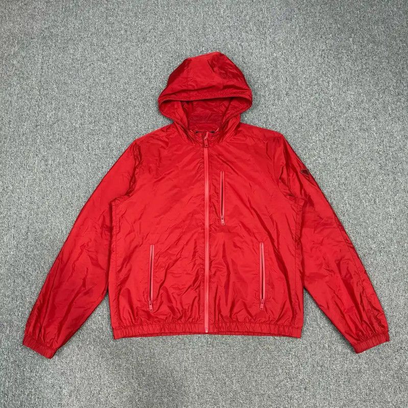 Prada Prada Red Nylon Hooded Jacket for Men Size US XL / EU 56 / 4 - 1 Thumbnail