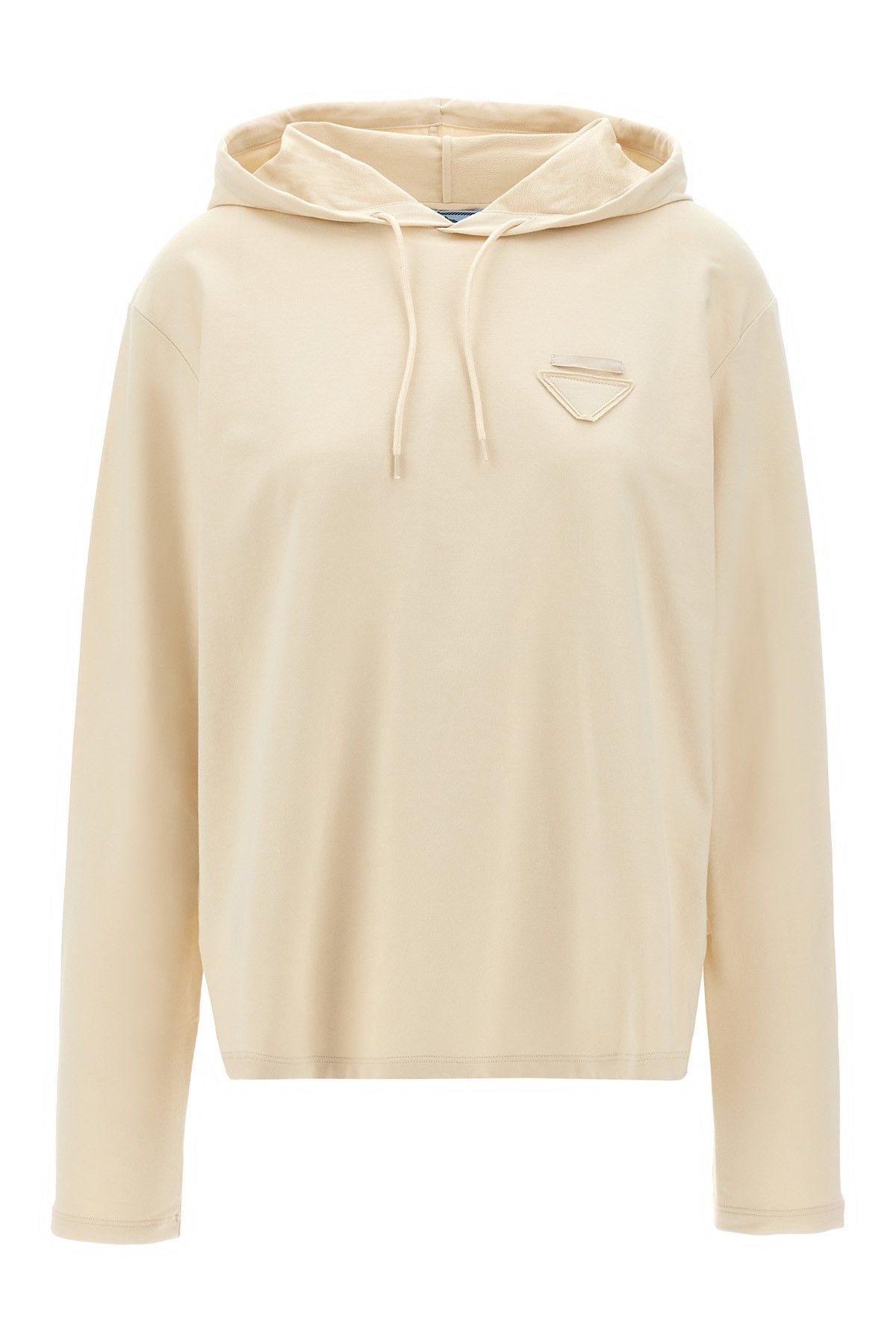 image of Prada Logo Hoodie in Beige, Women's (Size XS)