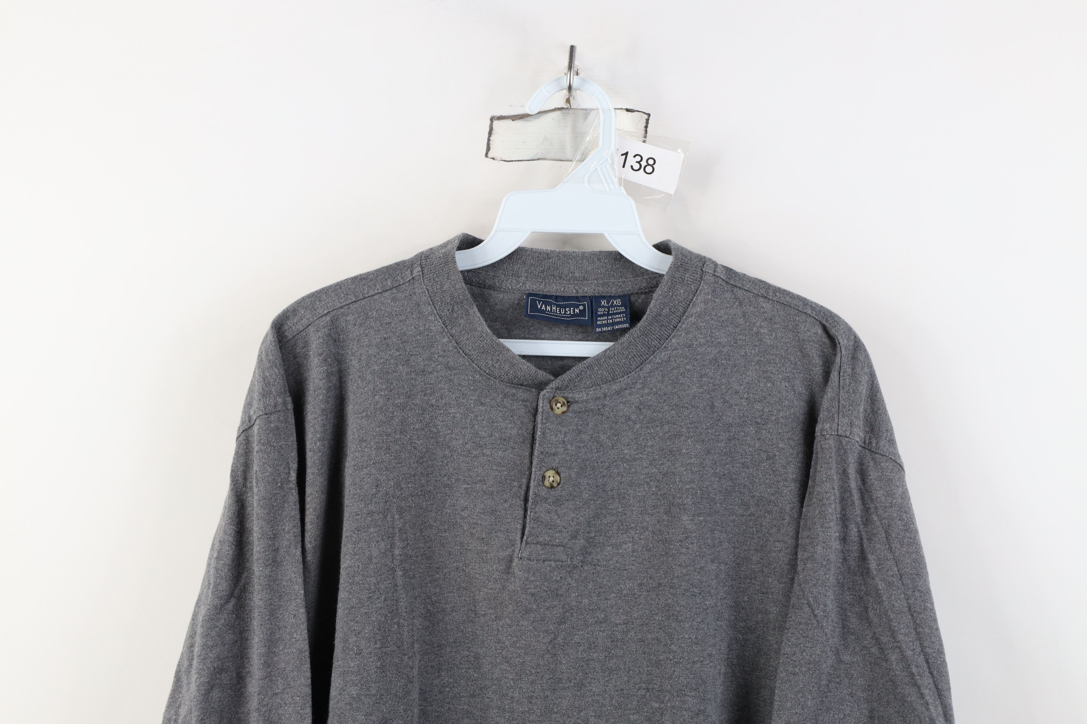 Vintage Vintage 90s Streetwear Blank Long Sleeve Henley T-Shirt Gray Size US XL / EU 56 / 4 - 2 Thumbnail