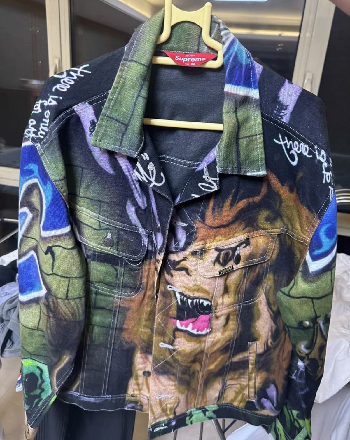 SUPREME LION DENIM JACKET Lサイズ Supreme Lion's Den Denim Trucker Jacket Spring/Summer 2018