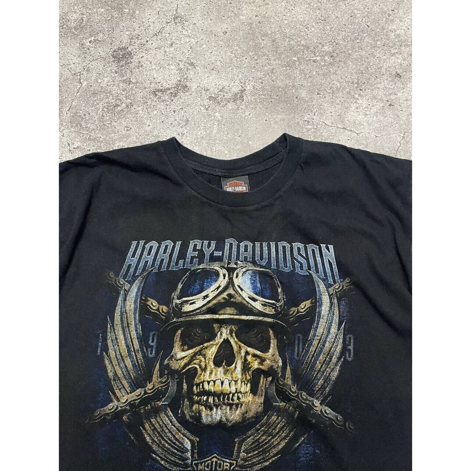 Harley Davidson × Vintage Vintage Harley-Davidson Skull Biker T Shirt Black Size XL Size US XL / EU 56 / 4 - 2 Thumbnail