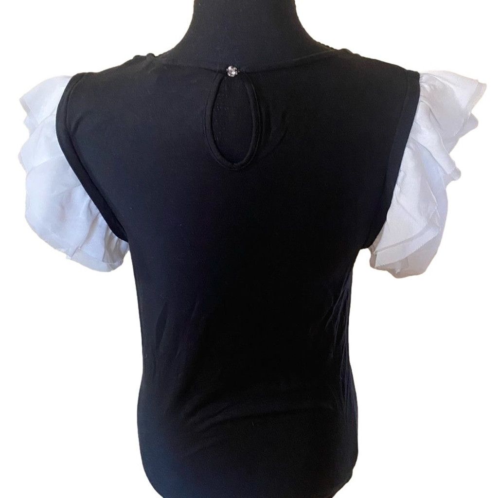 Victoria's Secret Victoria's Secret XS Black Top – White Layered Puff Sleeves Size XS / US 0-2 / IT 36-38 - 6 Thumbnail