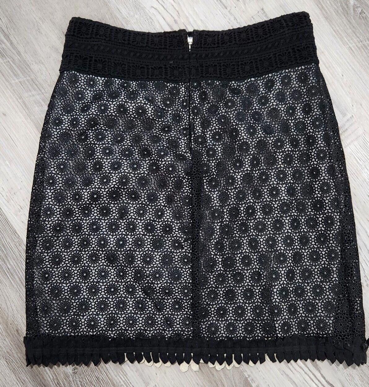 Designer Leifnotes Skirt Size 4 Anthropoligie Lace Mini Black Grey Size 27" / US 4 / IT 40 - 2 Thumbnail