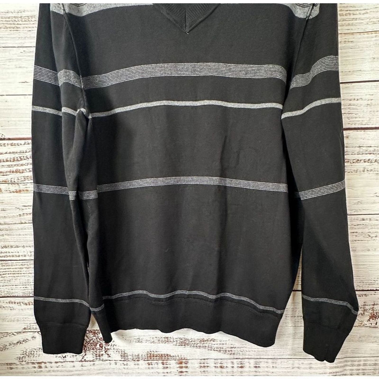 DKNY DKNY Editor Men's Striped Long Sleeve Sweater Black White XL Size US XL / EU 56 / 4 - 3 Thumbnail