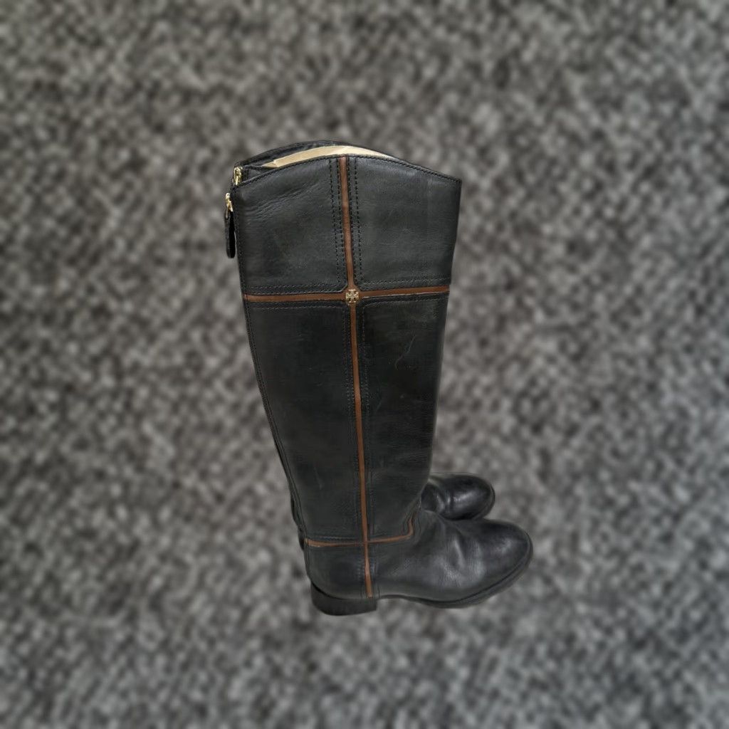 Tory Burch Tory Burch Juliet 30 Mm Black Almond Equestrian Calf Riding Boots 6M Women Boots Leather Black 6 M Equestrian Style Size US 6 / IT 36 - 1 Thumbnail