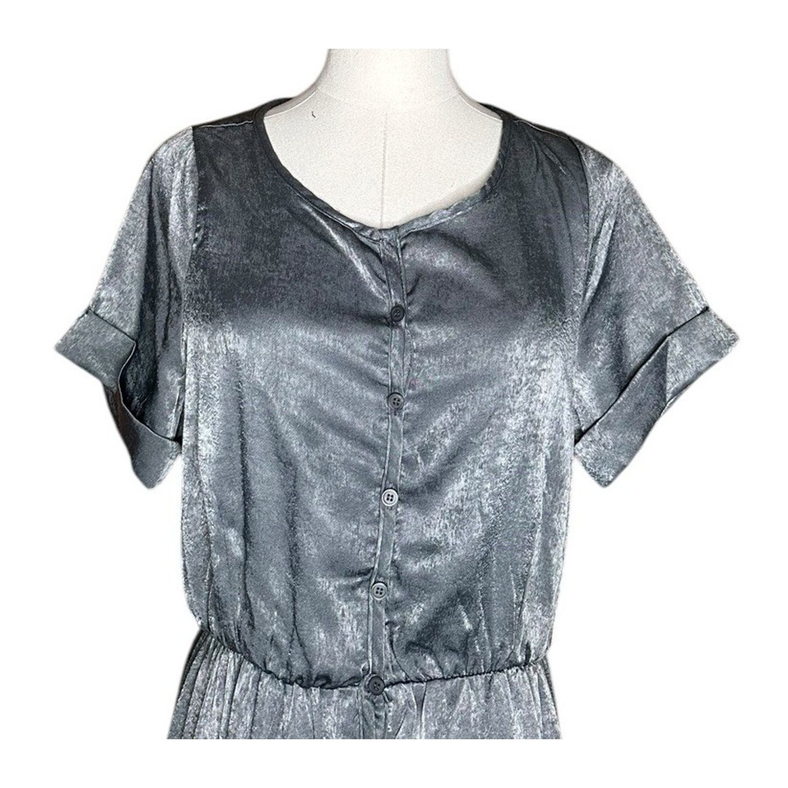 Other Joyfolie Mia Joy Tiered Boho Maxi Dress Flowy Gray Silver XS Size XS / US 0-2 / IT 36-38 - 2 Thumbnail