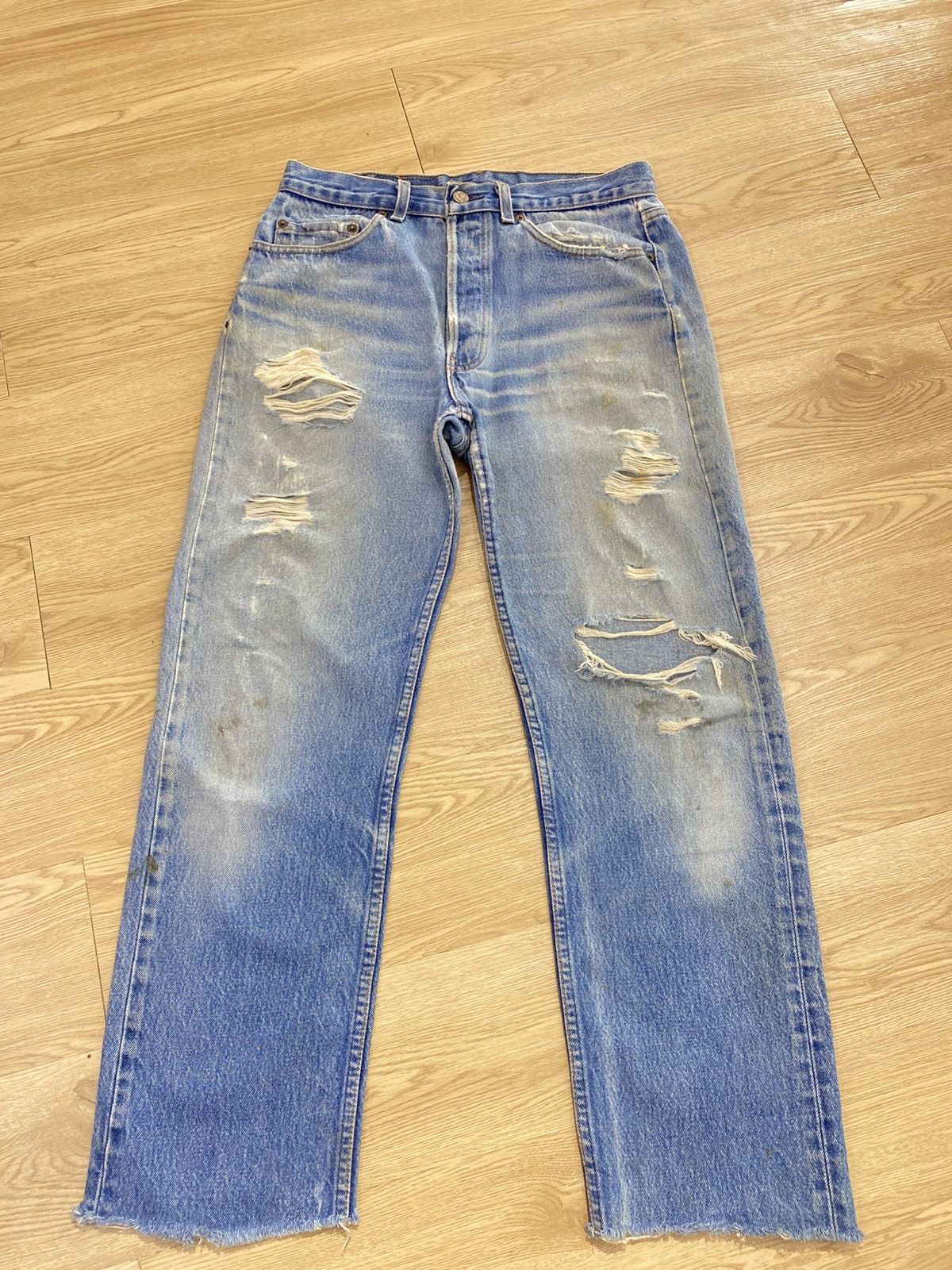 Levi's Vintage Clothing Vintage 90s Levis 501 Mud Wash Faded Distressed Style Jeans Size US 31 - 1 Thumbnail