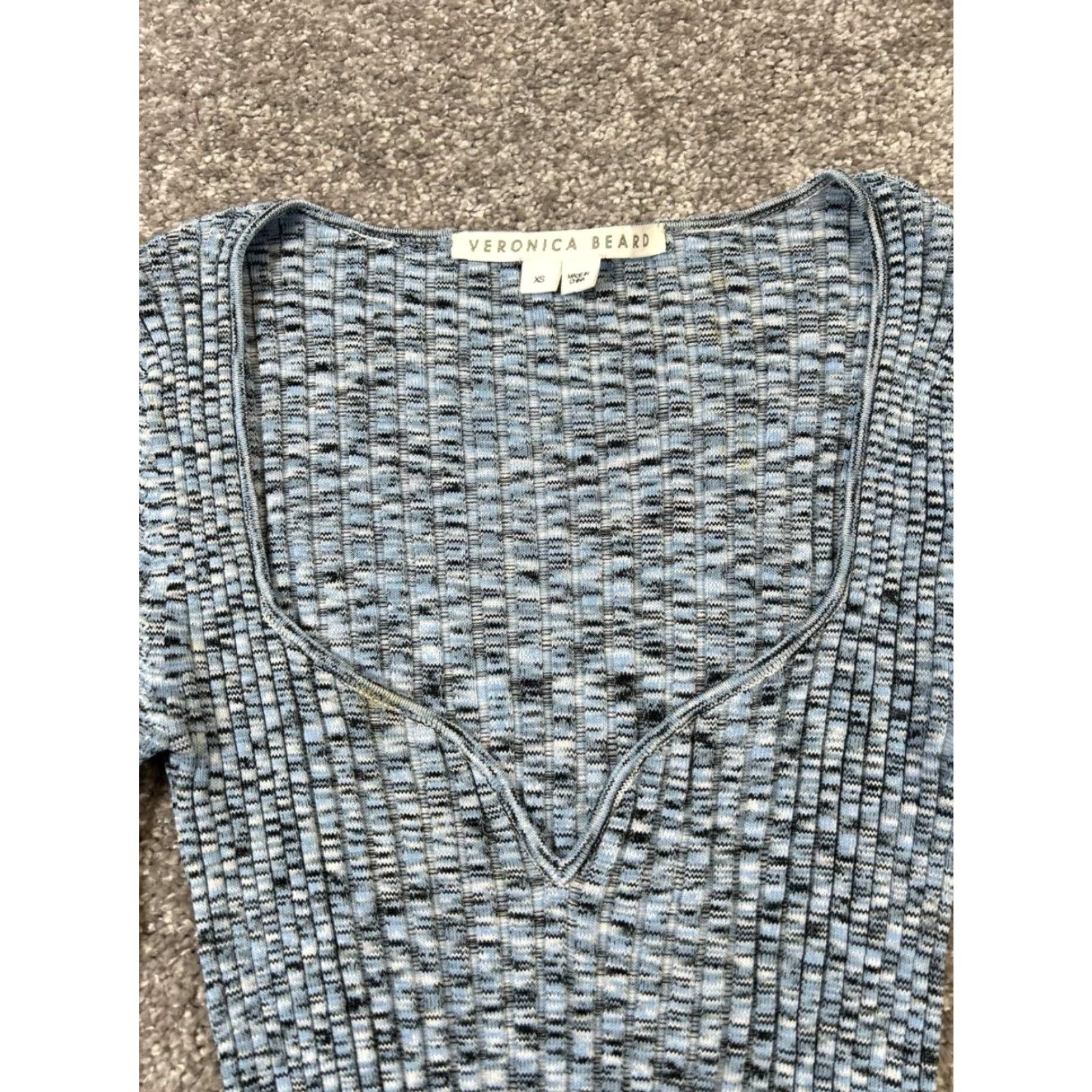 Veronica Beard VINTAGE Veronica Beard Blouse Shirt Women XS Blue Knit Long Sleeve V-Neck Casual Top Size XS / US 0-2 / IT 36-38 - 2 Thumbnail