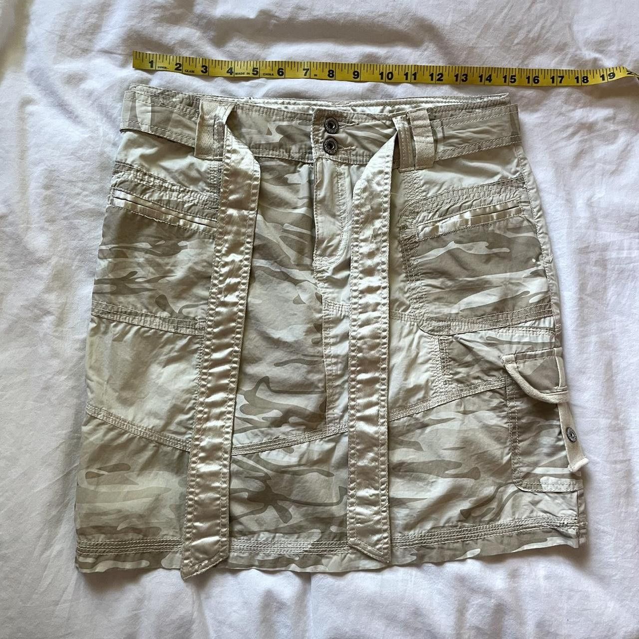 Point Zero Y2K Beige Camouflage Skirt Size 28" / US 6 / IT 42 - 2 Thumbnail