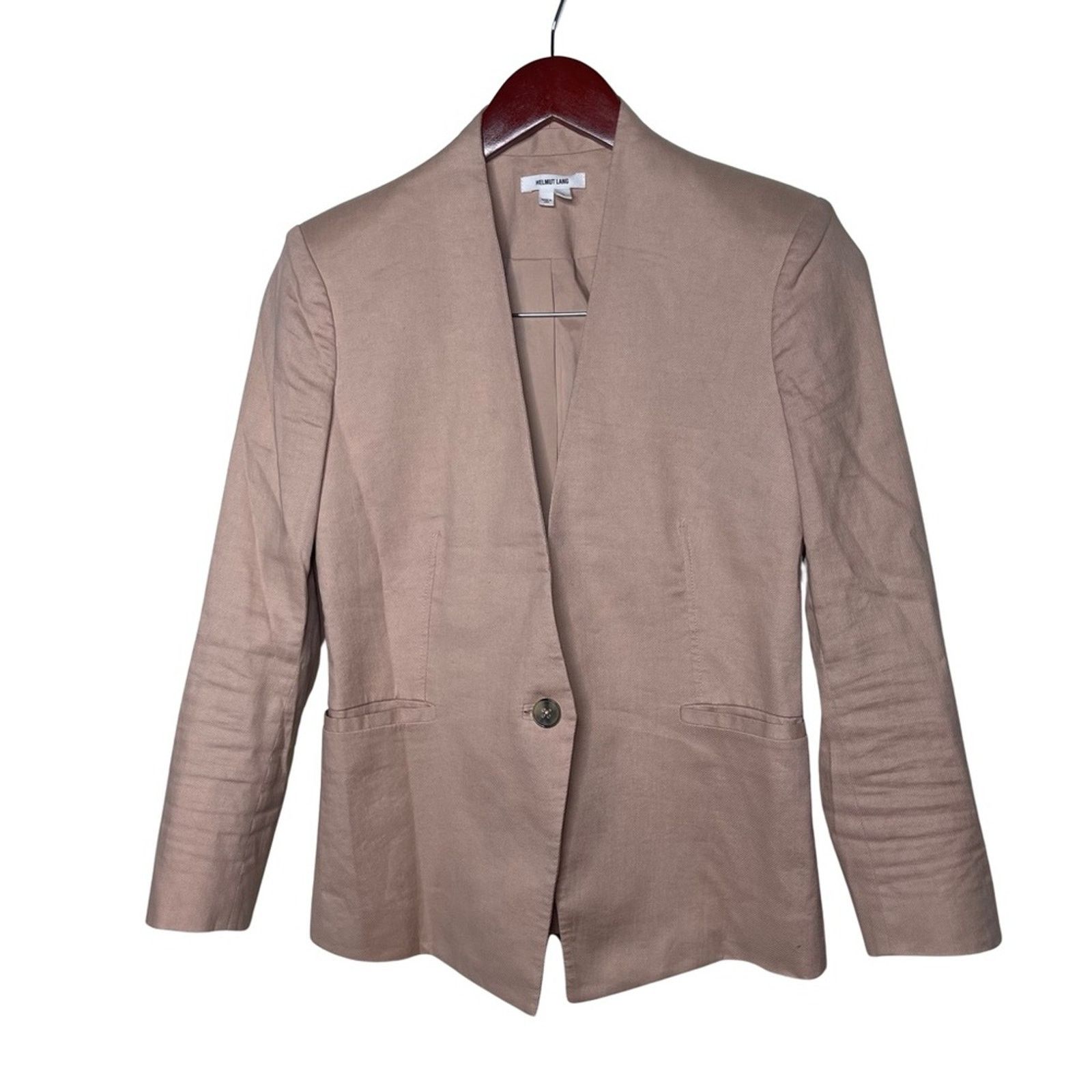 Helmut Lang Helmut Lang blush pink v neck one button blazer cotton sz 0 Size XS / US 0-2 / IT 36-38 - 1 Thumbnail