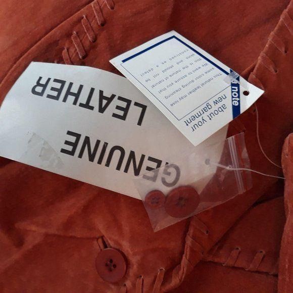 Vintage Vtg 80s Orange Genuibe Leather Jacket Sz 16W Blazer Suede Em Size XXL / US 16-18 / IT 52-54 - 4 Thumbnail