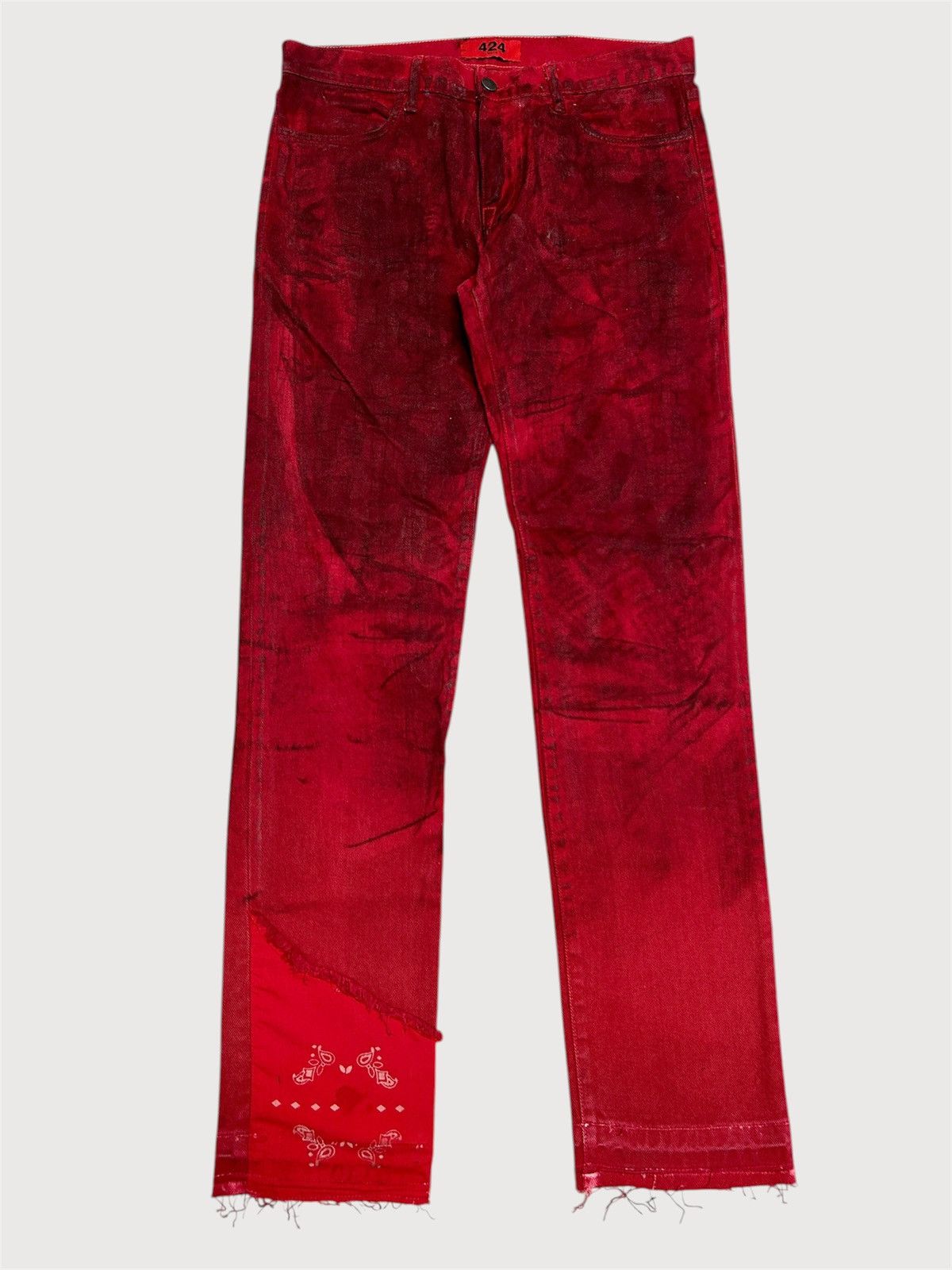 424 2018 Red Paisley Patch Denim Size US 30 / EU 46 - 1 Thumbnail