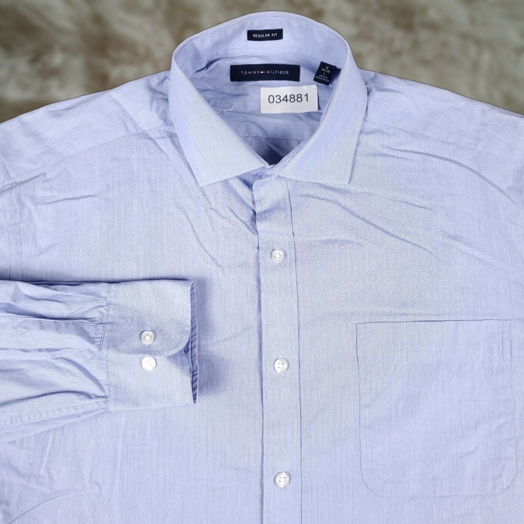 Tommy Hilfiger Tommy Hilfiger Shirt Men Large Blue Button-Up Long Sleeve Cotton Casual Mens Size US L / EU 52-54 / 3 - 1 Thumbnail