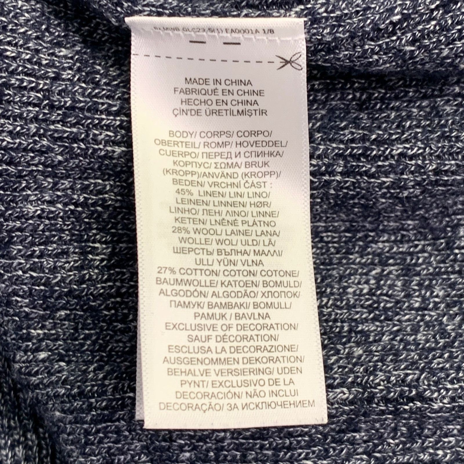 Polo Ralph Lauren L Navy White Heather Linen Wool Cotton Crew Neck Sweater Size US L / EU 52-54 / 3 - 7 Thumbnail