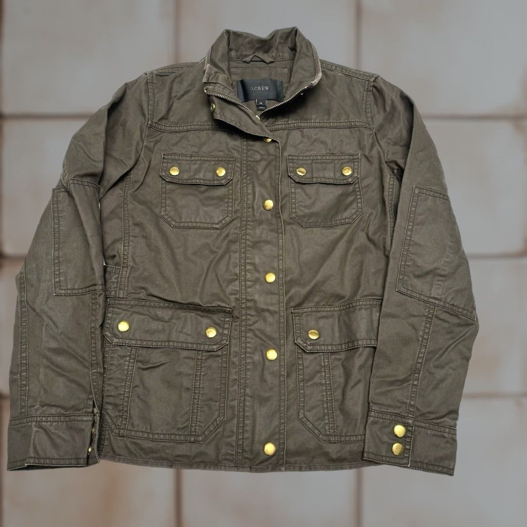 J.Crew J.CREW Downtown Field Jacket Women's XS Cotton Moss Brown Waxed Canvas 19034 Buckskin Brown Jacket Womens XS Cotton Moss Brown Waxed Canvas 19034 Size XS / US 0-2 / IT 36-38 - 1 Thumbnail