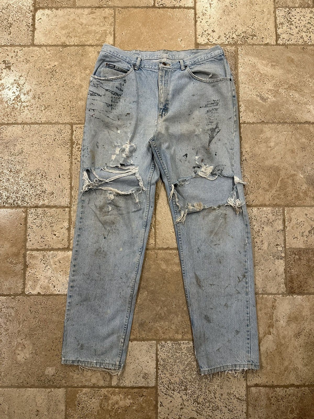 Lee Vintage Lee Painter Blue Denim Thrashed / Distressed Jeans Size US 36 / EU 52 - 3 Thumbnail