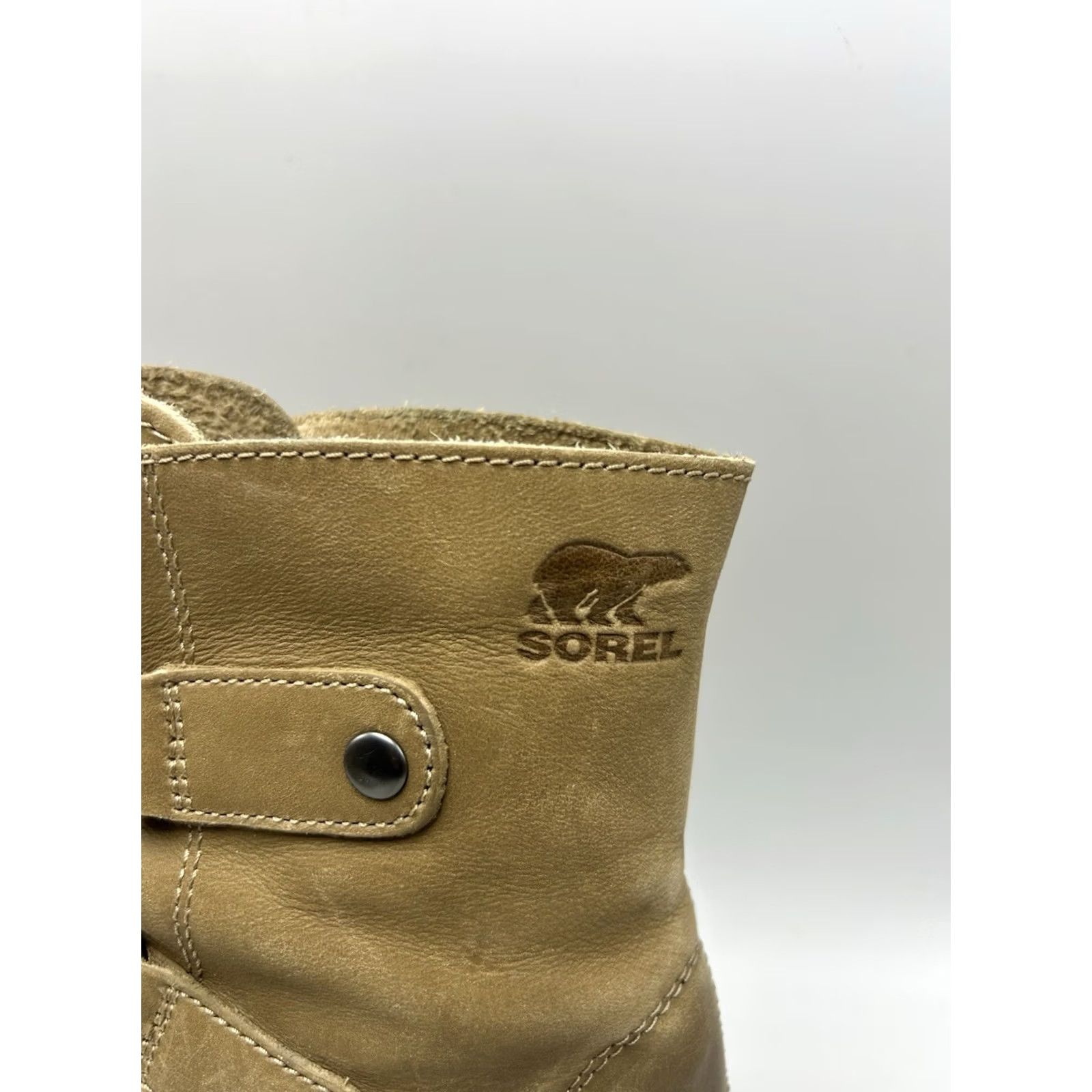 SOREL Sorel Joan of Arctic Boot Beige Leather Distressed Distressed Look Wedge Mid Heel Women’s Bootie 8 US Size US 8 / IT 38 - 5 Thumbnail