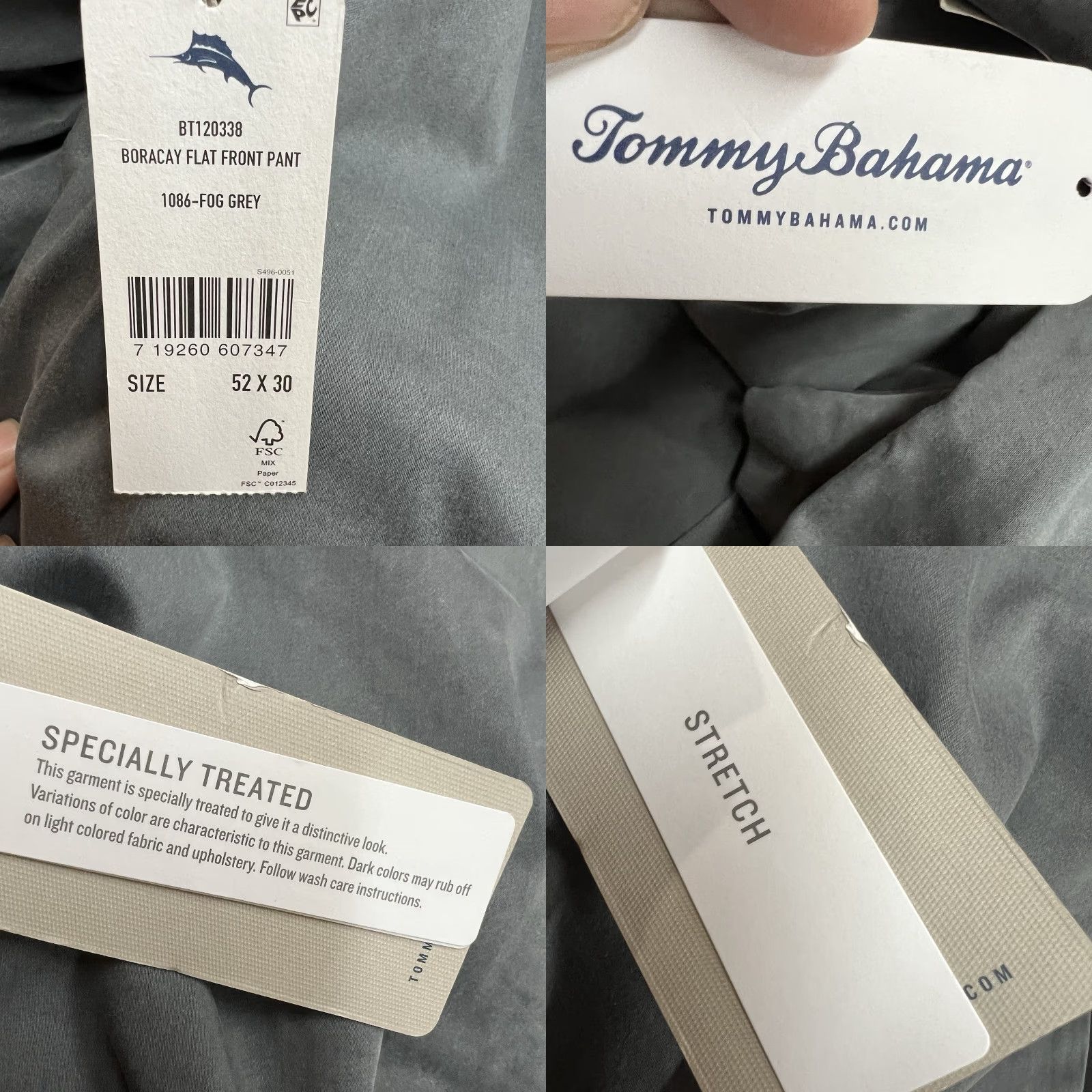 Tommy Bahama VINTAGE Tommy Bahama Boracay Pants Mens 52 Straight Leg Casual Cotton Spandex Gray 30 in Size US 36 / EU 52 - 8 Thumbnail