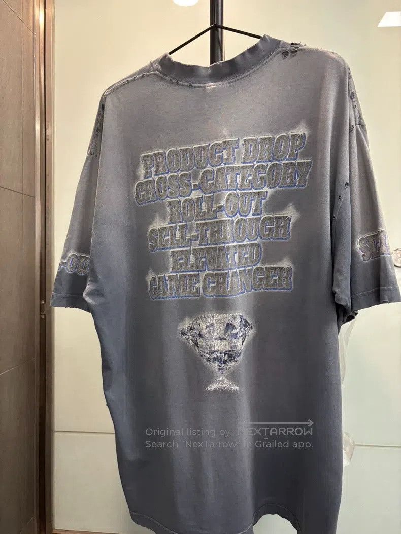 Balenciaga Balenciaga Diamond slogan distressed washed short-sleeve Size US M / EU 48-50 / 2 - 2 Thumbnail