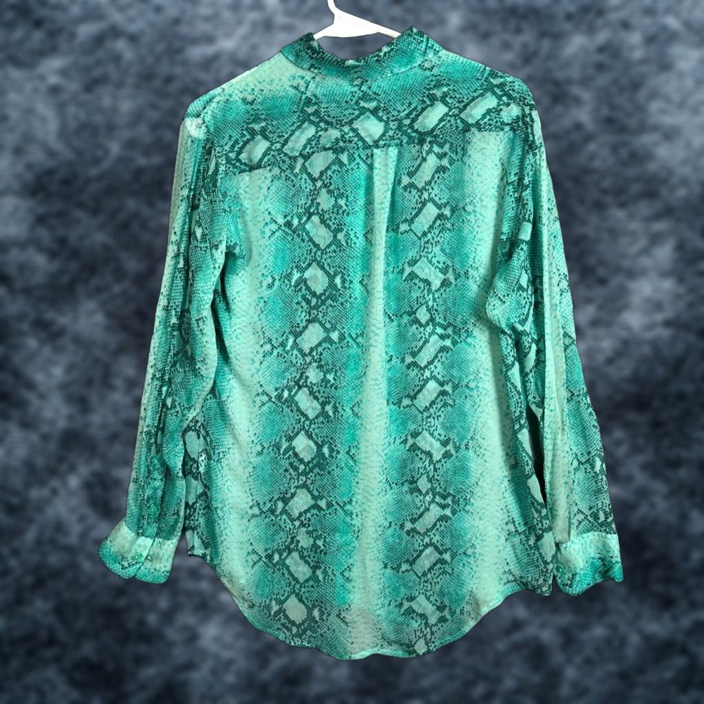 Equipment Equipment Femme Womens Small Green Snake Print Button-Down Sheer Blouse Size S / US 4 / IT 40 - 1 Thumbnail