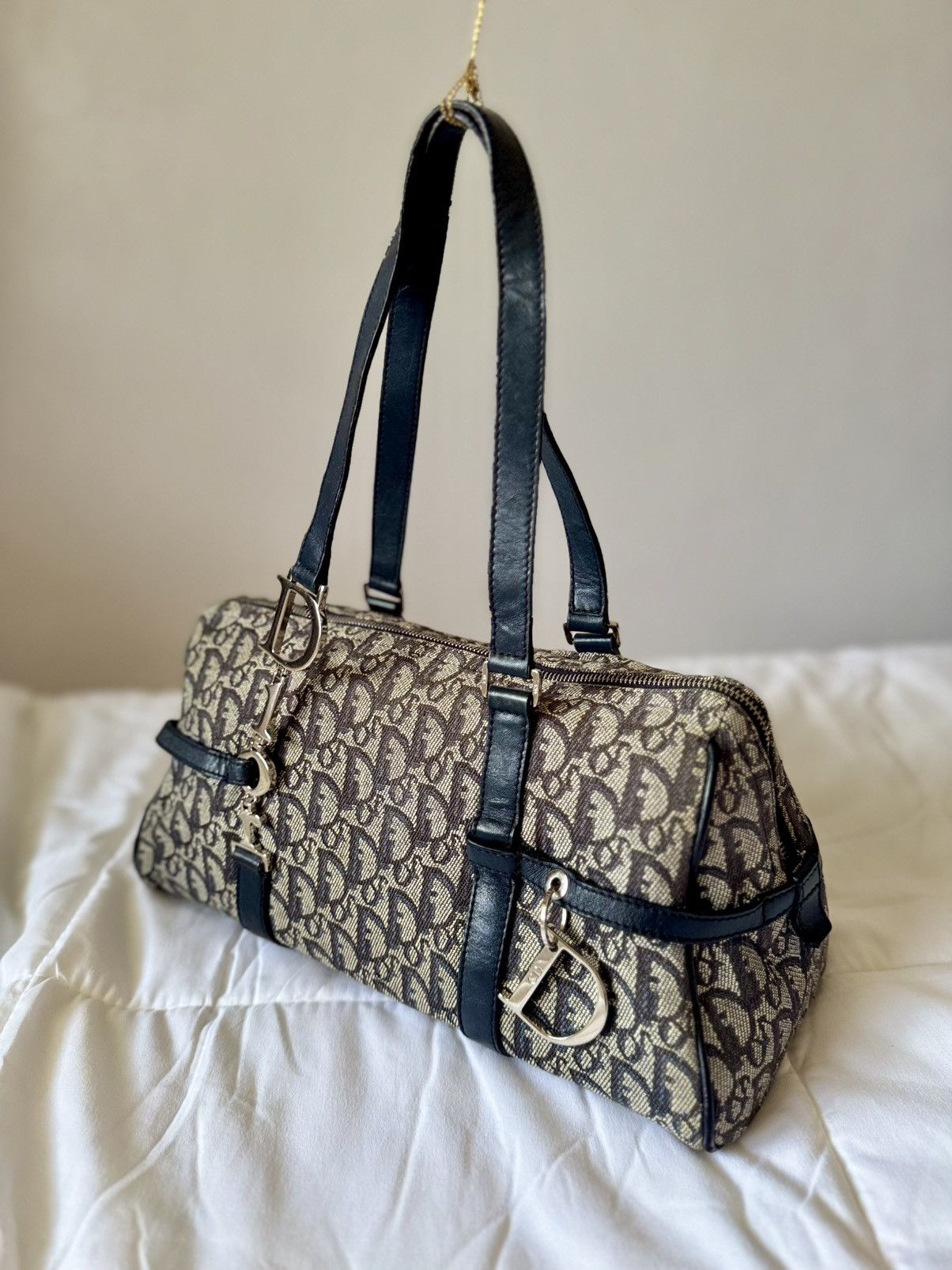 Christian Dior Monsieur × Dior × Vintage DIOR Navy Blue Diorissimo Trotter Charm Shoulder Duffle Bag Size ONE SIZE - 2 Thumbnail
