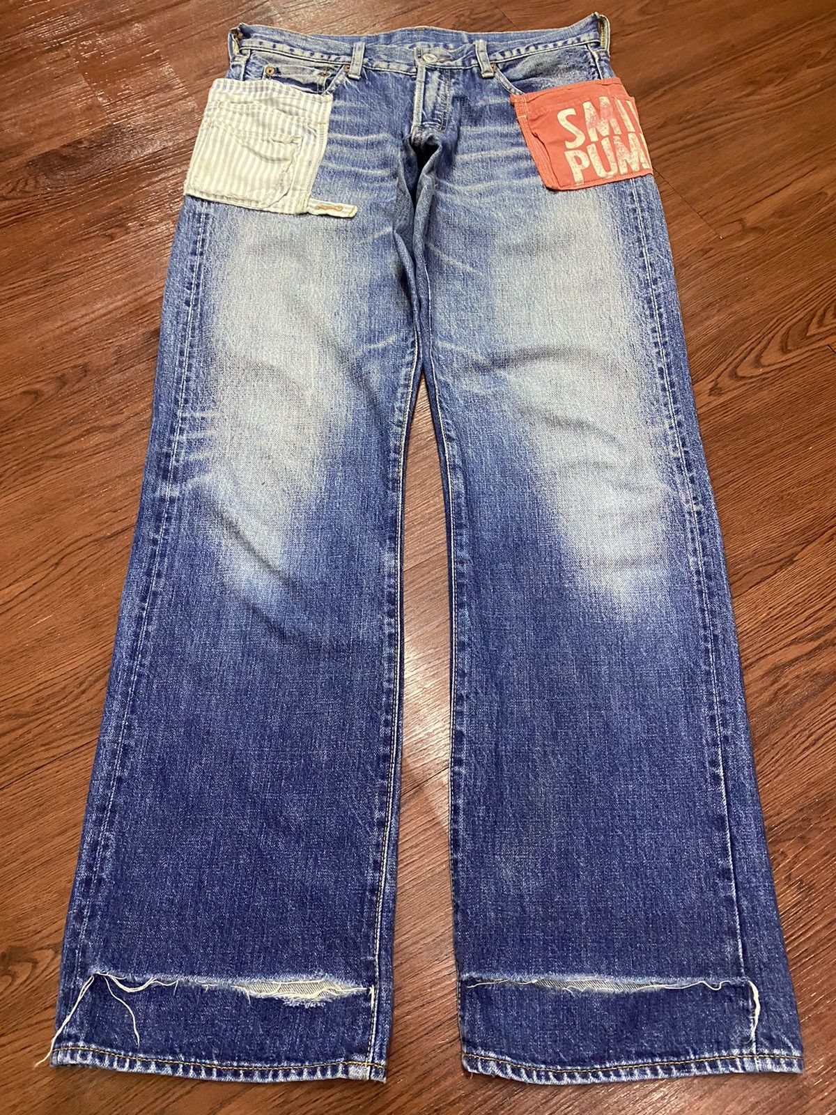 Vintage Vtg Japanese Denim Dungaree Selvedge Faded Wash Loose Jeans Size US 31 - 1 Thumbnail