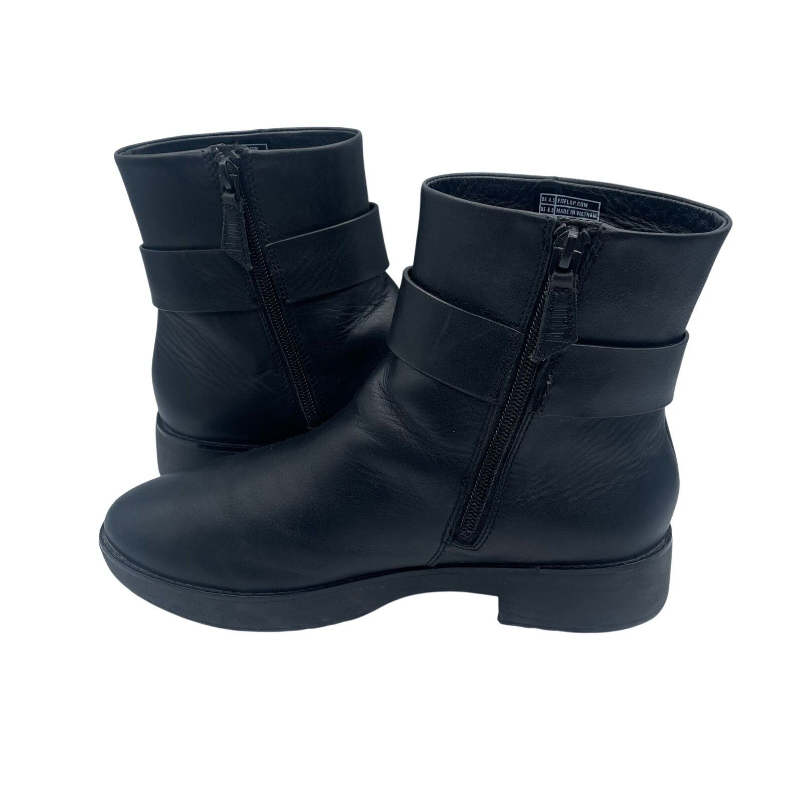 Other FitFlop Lingonberry Knot Boots Zip Leather Ankle Black 6.5 Size US 6.5 / IT 36.5 - 6 Thumbnail