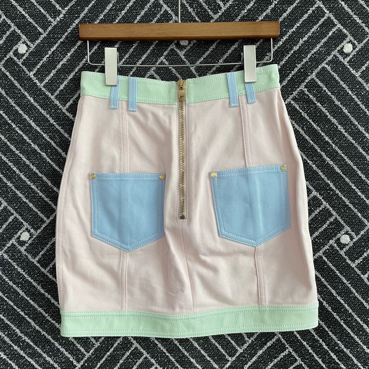 Balmain Balmain Pink Denim White Macaron Colorblock Dress 36 Size 25" / US 0 / IT 36 - 2 Thumbnail