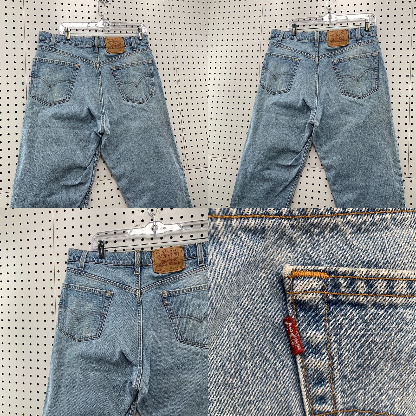 Levi's VINTAGE Levis 550 Jeans Men 36x32 Fits 35x30.5 Blue Denim Relaxed Made USA 90s Size US 36 / EU 52 - 9 Thumbnail