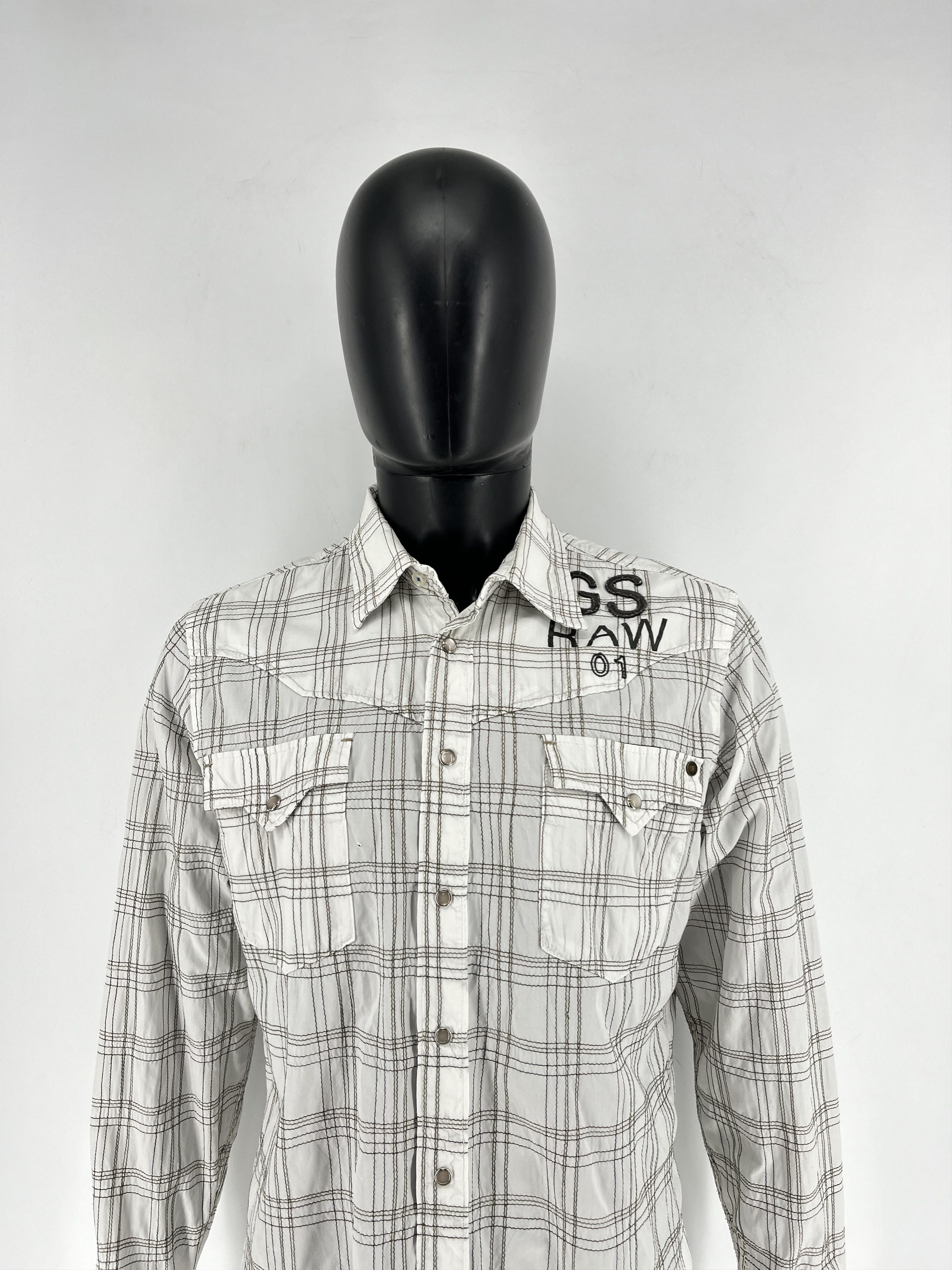G-Star Vintage Y2K G Star Raw Men’s Plaid Shirt With Big Logo Size US XL / EU 56 / 4 - 1 Thumbnail