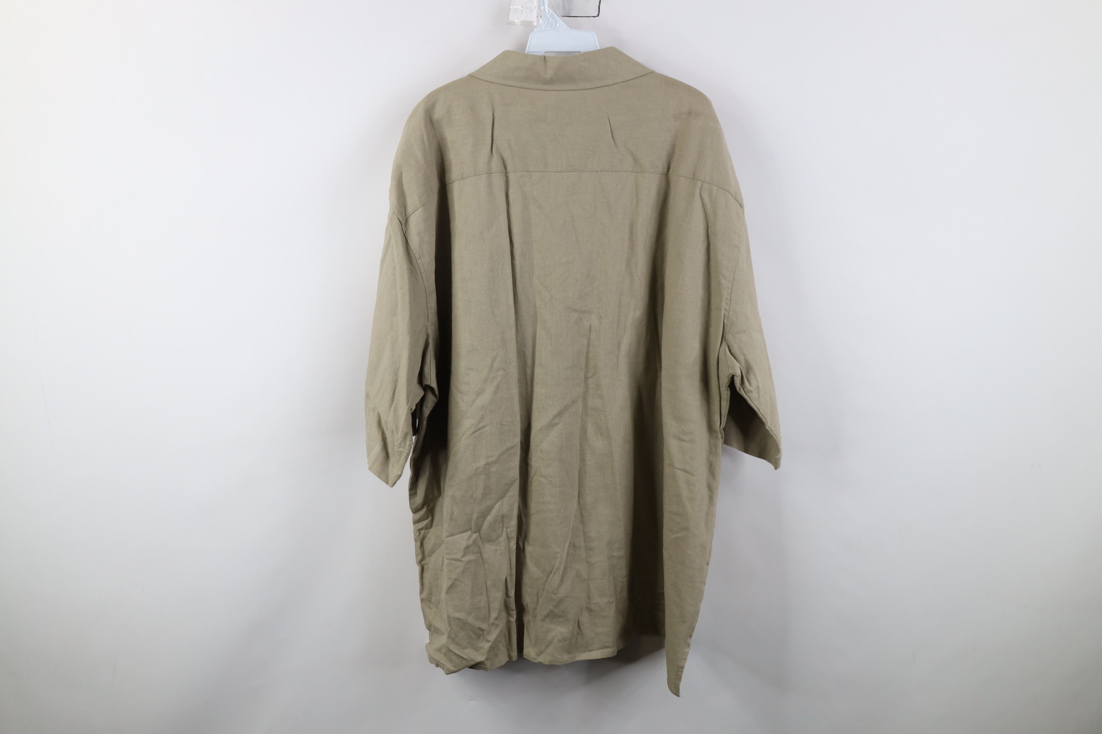 Vintage Deadstock Vintage 90s Y2K Linen Blend Button Shirt Sage Size US XXL / EU 58 / 5 - 10 Thumbnail