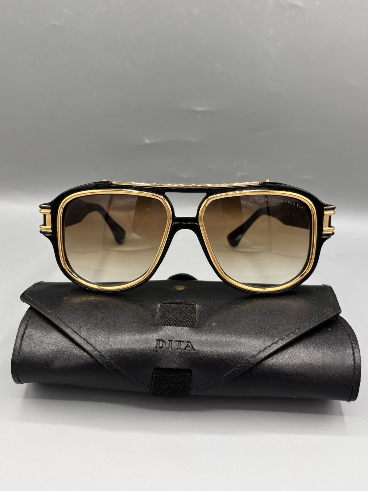 Dita DITA Grandmaster Six Black Gold Sunglasses Luxury Aviator Size ONE SIZE - 2 Thumbnail