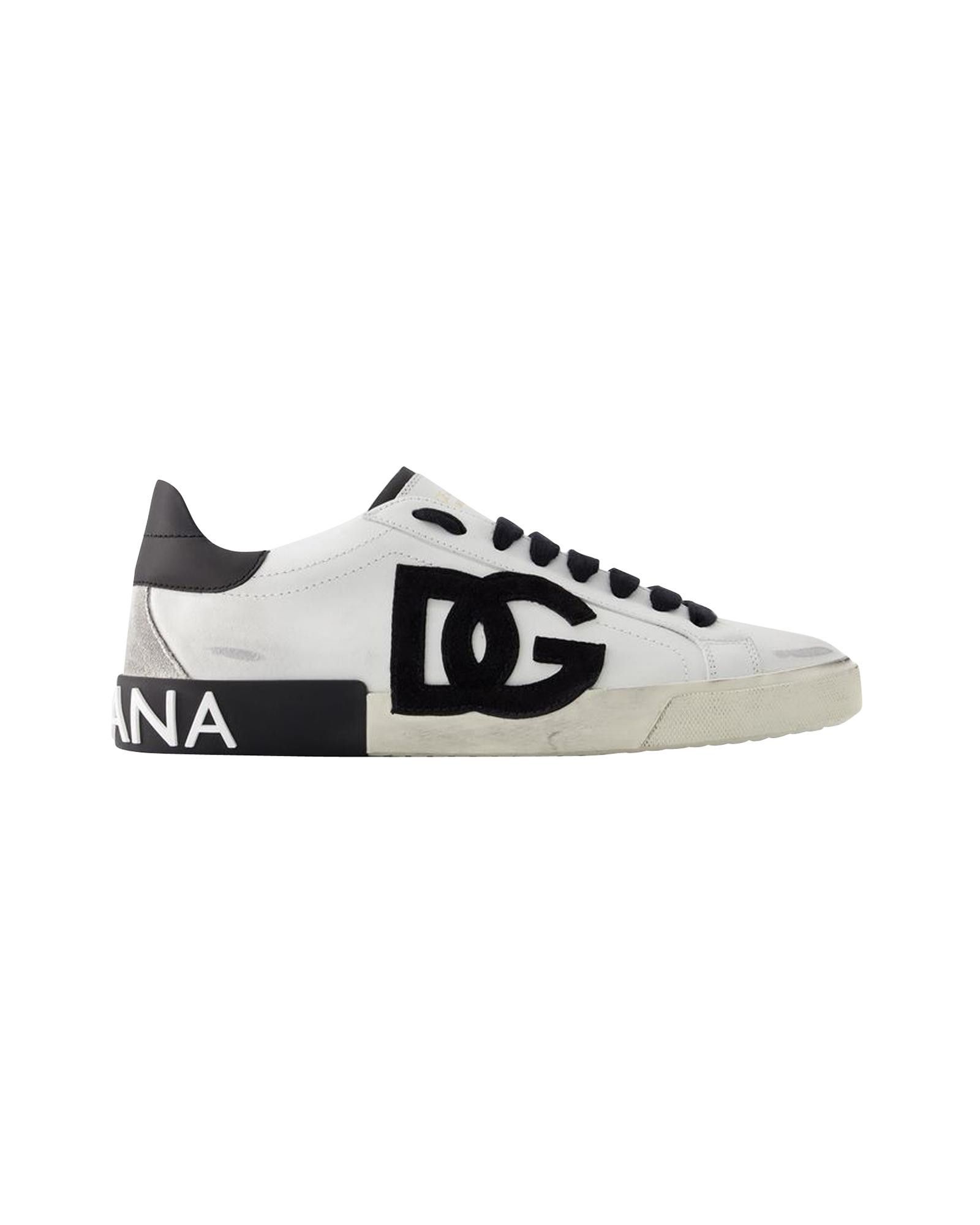image of Dolce Gabbana Lambskin High-Top Sneakers in White, Men's (Size 6)