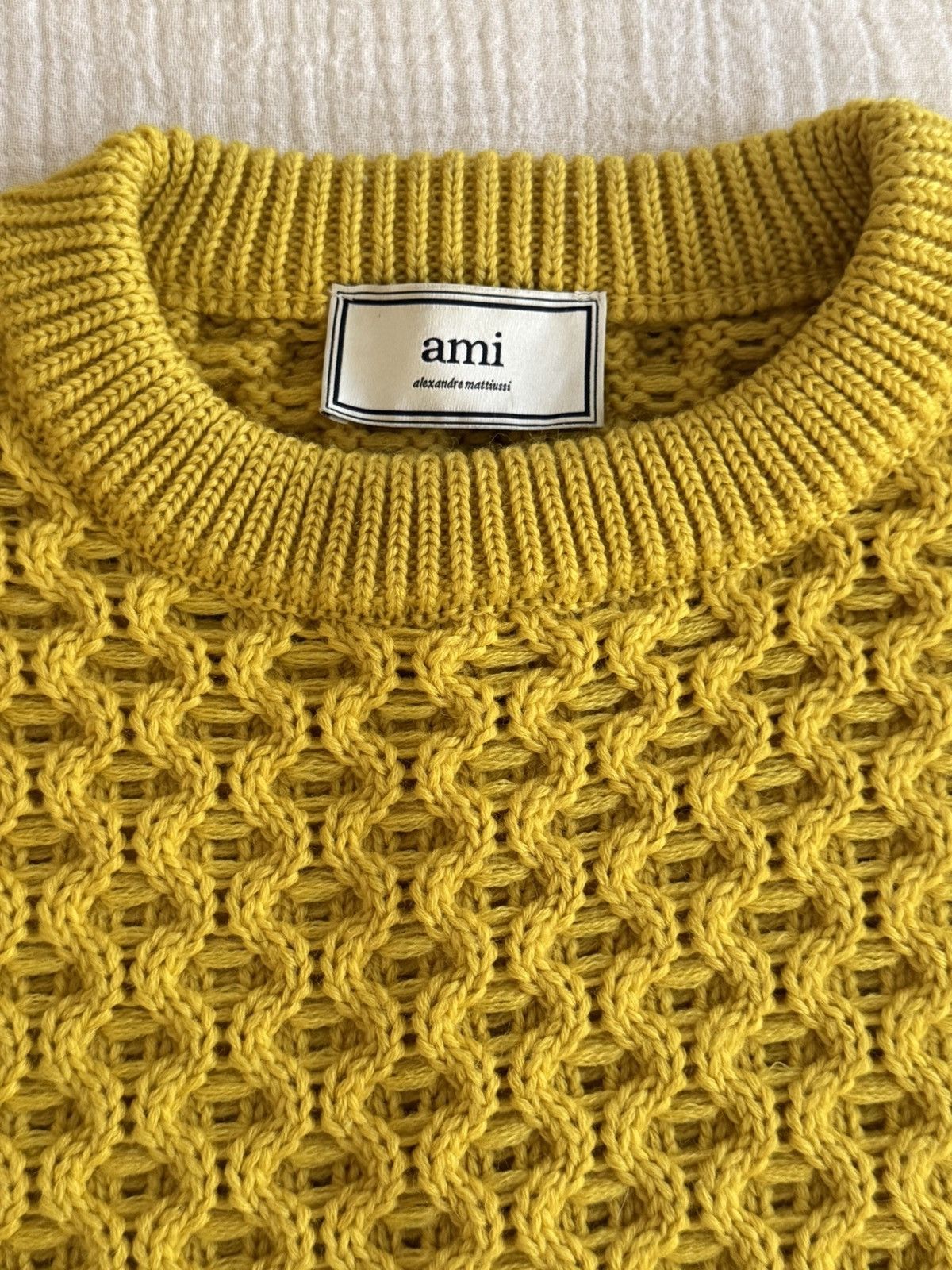 AMI Cable Knit Crewneck Oversize Sweater Yellow Size US S / EU 44-46 / 1 - 2 Thumbnail