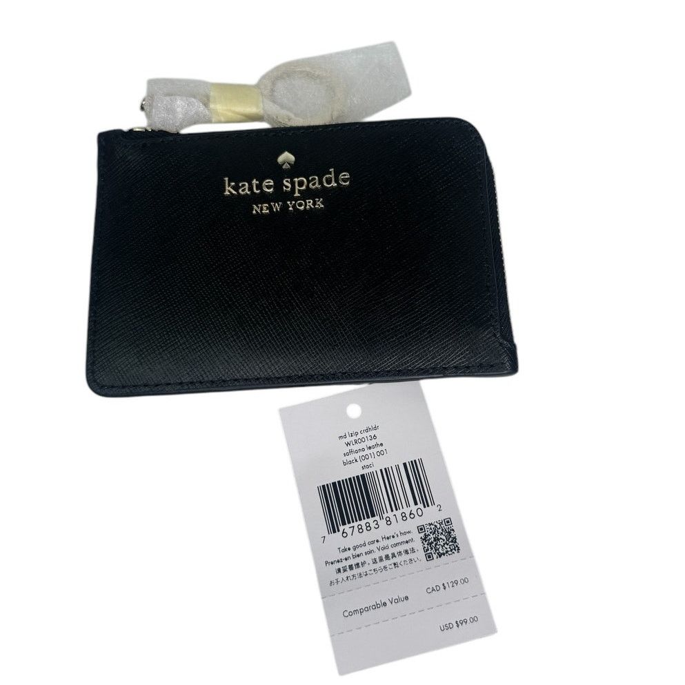 Kate Spade Kate Spade medium l-zip card holder with Key Ring Black Size ONE SIZE - 6 Thumbnail