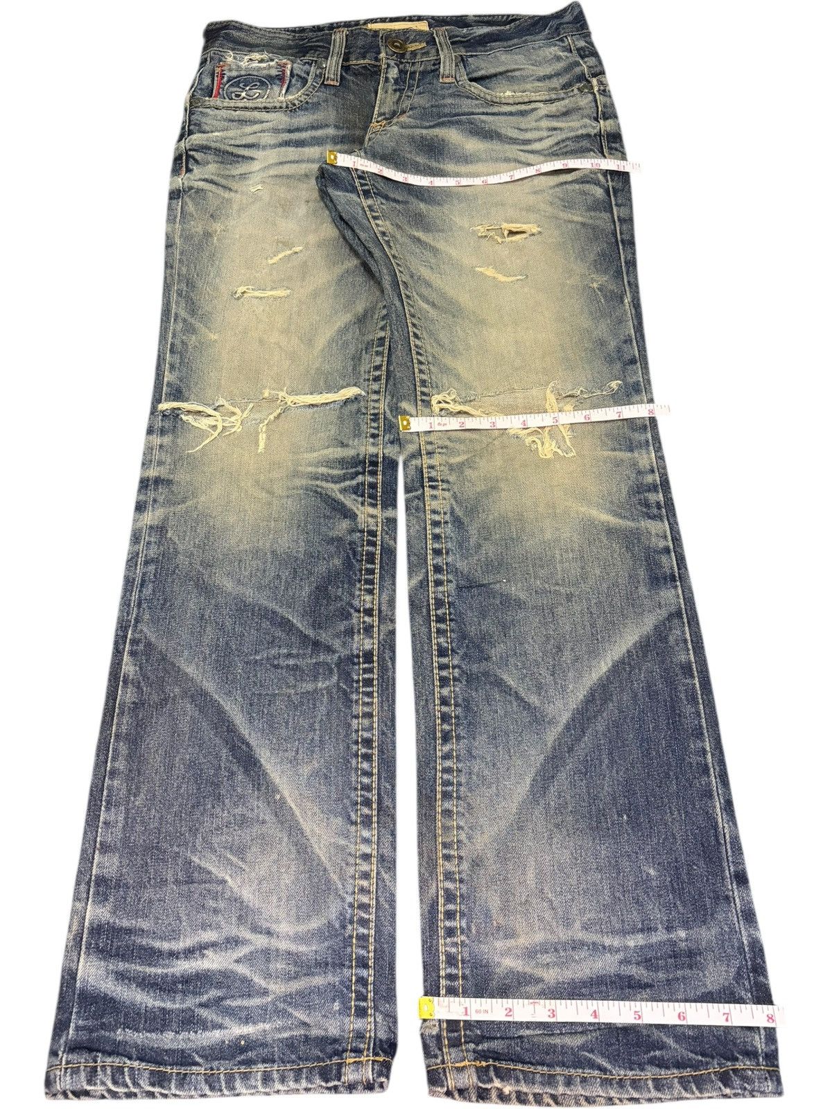 Affliction Vintage Lolita Embroidered Buckled Low Rise Distress Jeans Size 31" - 8 Thumbnail