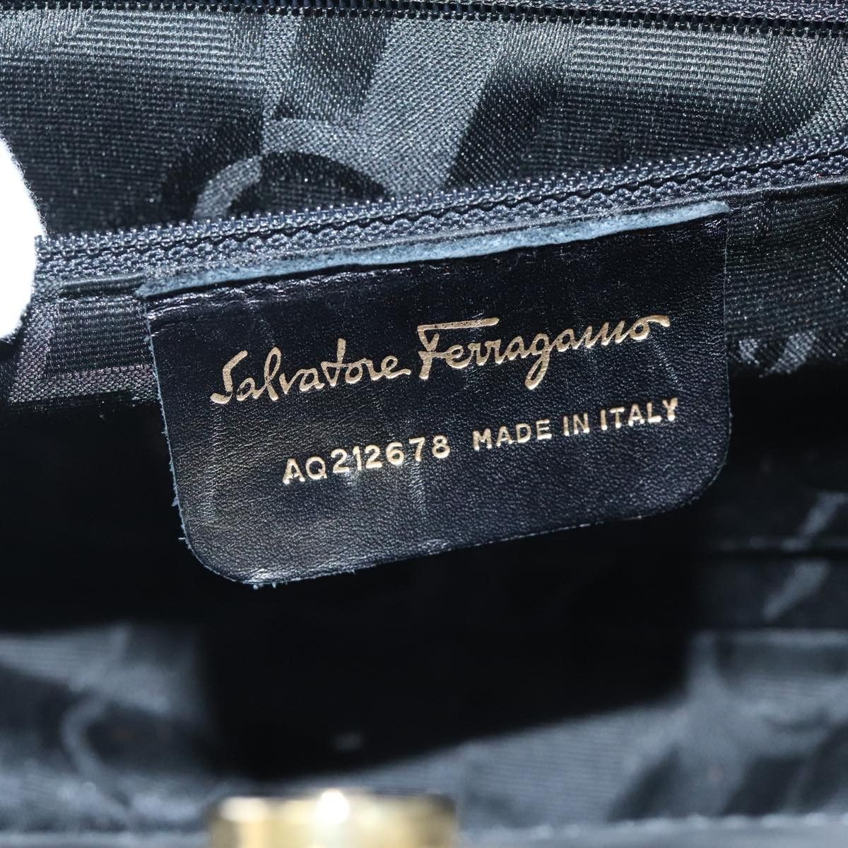 Salvatore Ferragamo Salvatore Ferragamo Gancini Hand Bag Suede Black Gold Size ONE SIZE - 11 Thumbnail