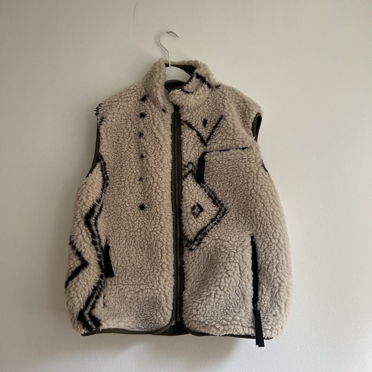 image of Kapital Beniourain Boa Fleece Reversible Vest 'ecru', Men's (Size Large)
