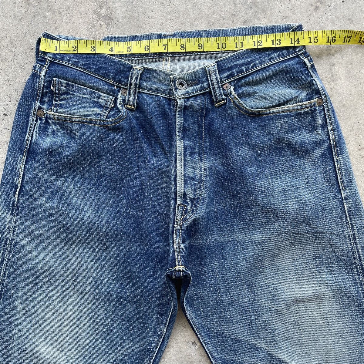 Japanese Brand Vintage Japan Red Line Distressed Denim Faded Jeans Pants Size US 29 - 5 Thumbnail